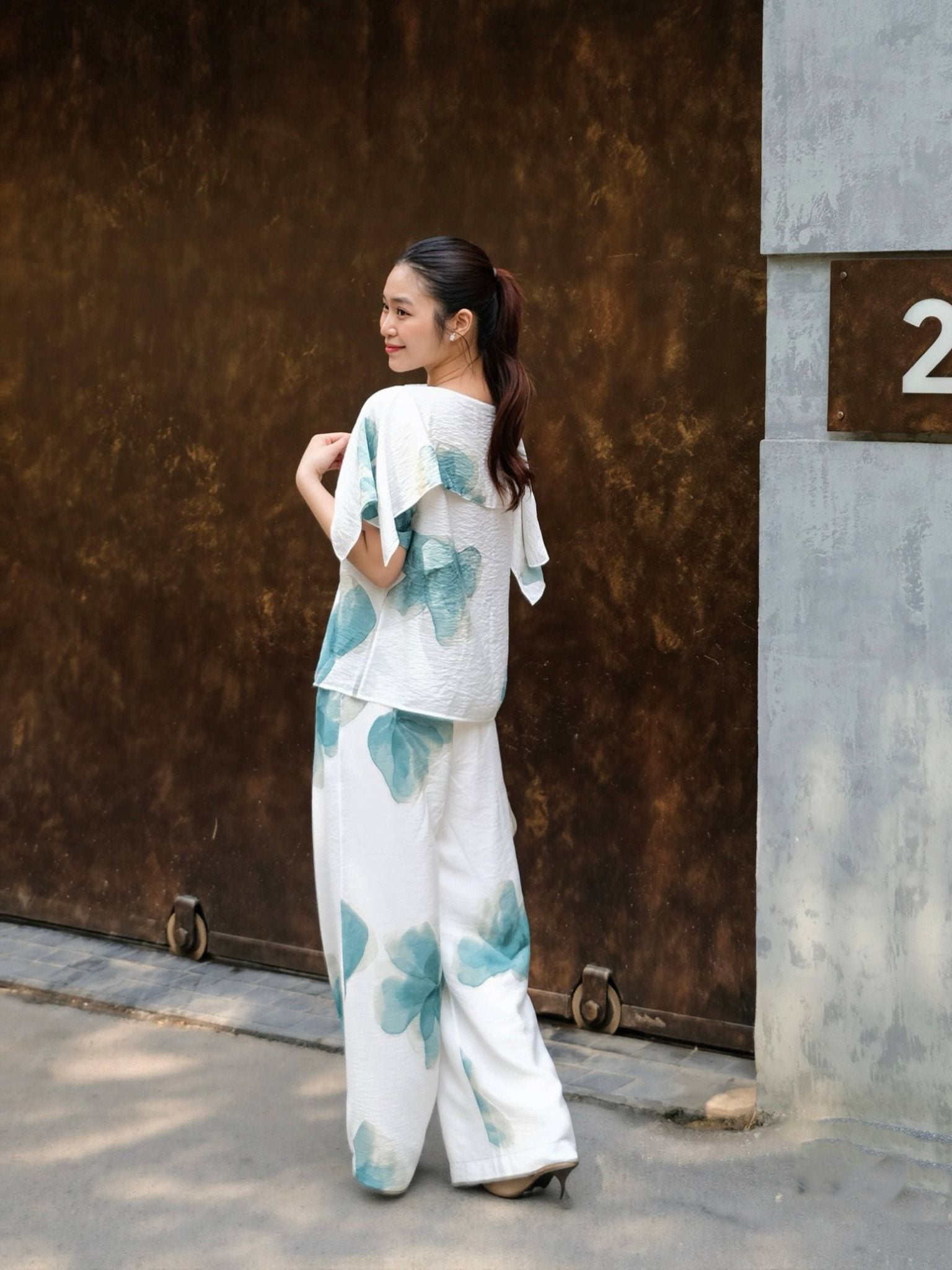  Quần ống suông hoa | Mauve Country pants 