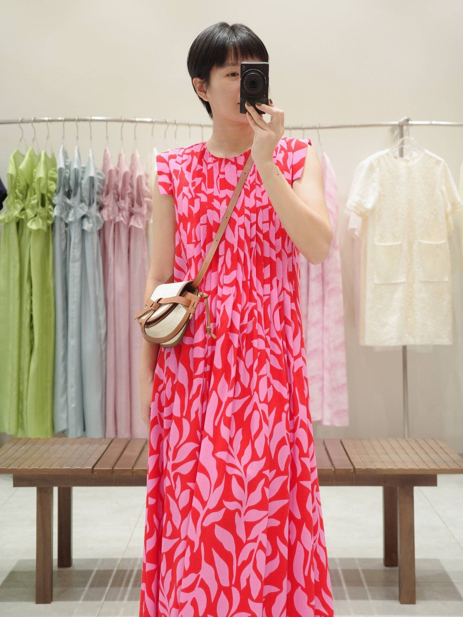  Đầm hoạ tiết xếp ly | Mauve Pattern dress 