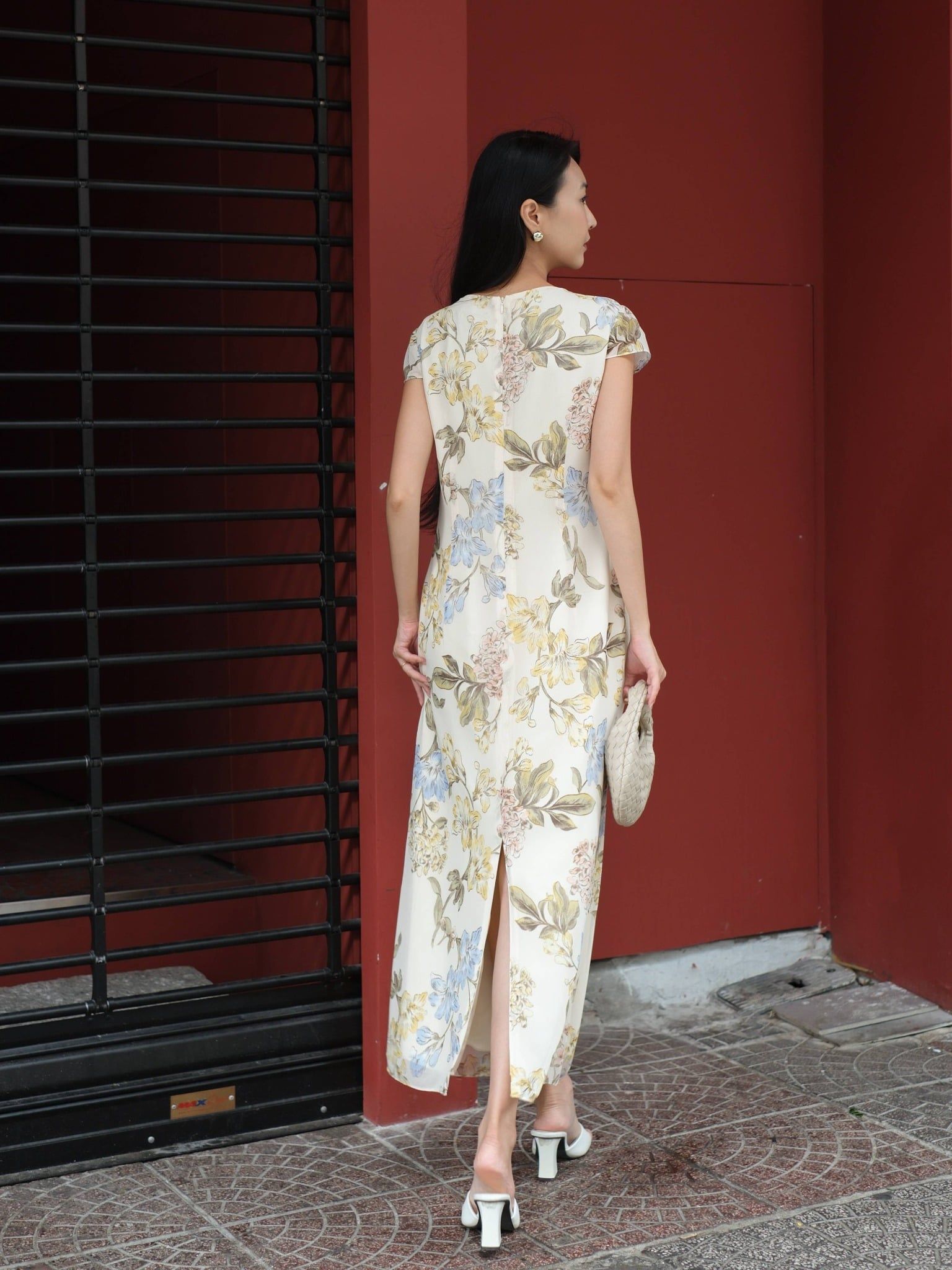  Đầm lụa ren hoa | Mauve Silk mesh dress 