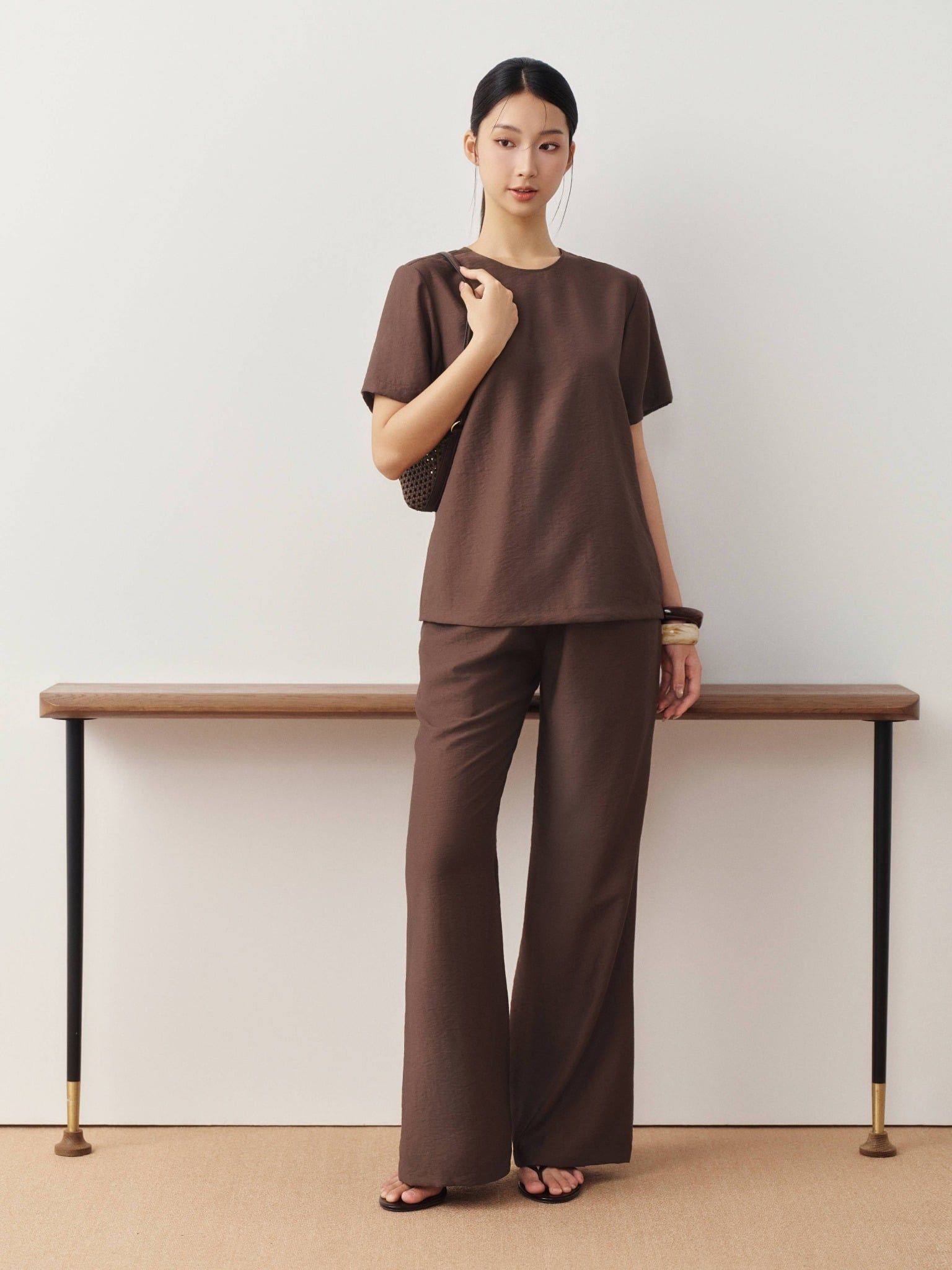  Quần suông ống loe | Mauve Comfy pants (lưng thun ngang rốn) 