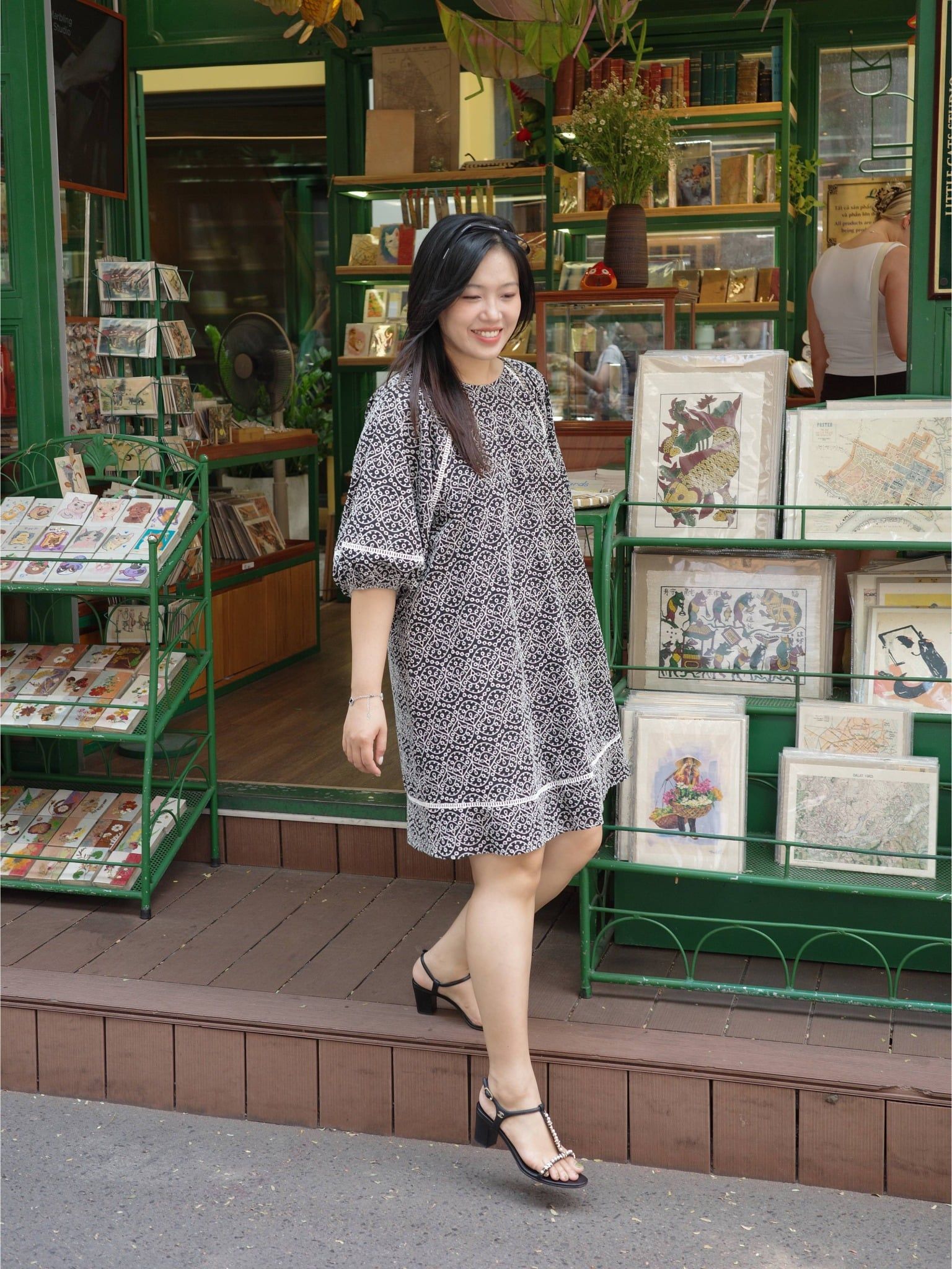  Đầm cotton thêu tay bồng | Mauve Embroidered Cotton dress 