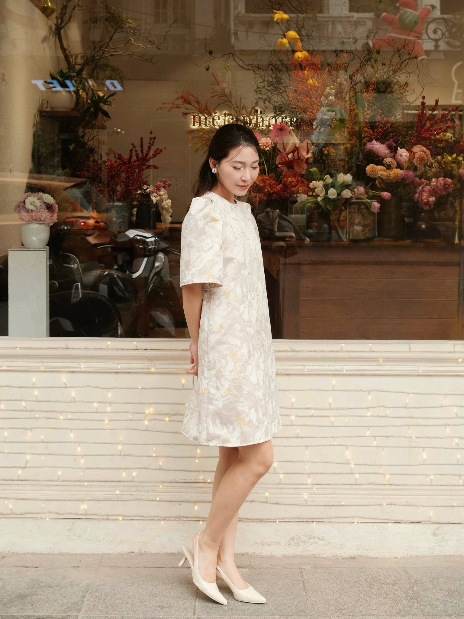  Đầm gấm tay chuông | Mauve Bell dress 