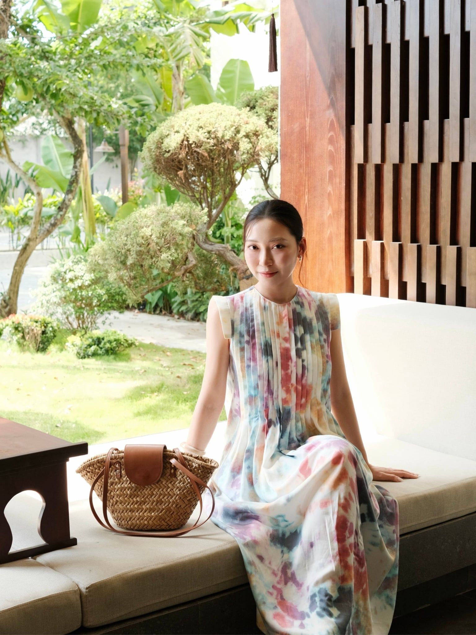  Đầm hoạ tiết xếp ly | Mauve Pattern dress 