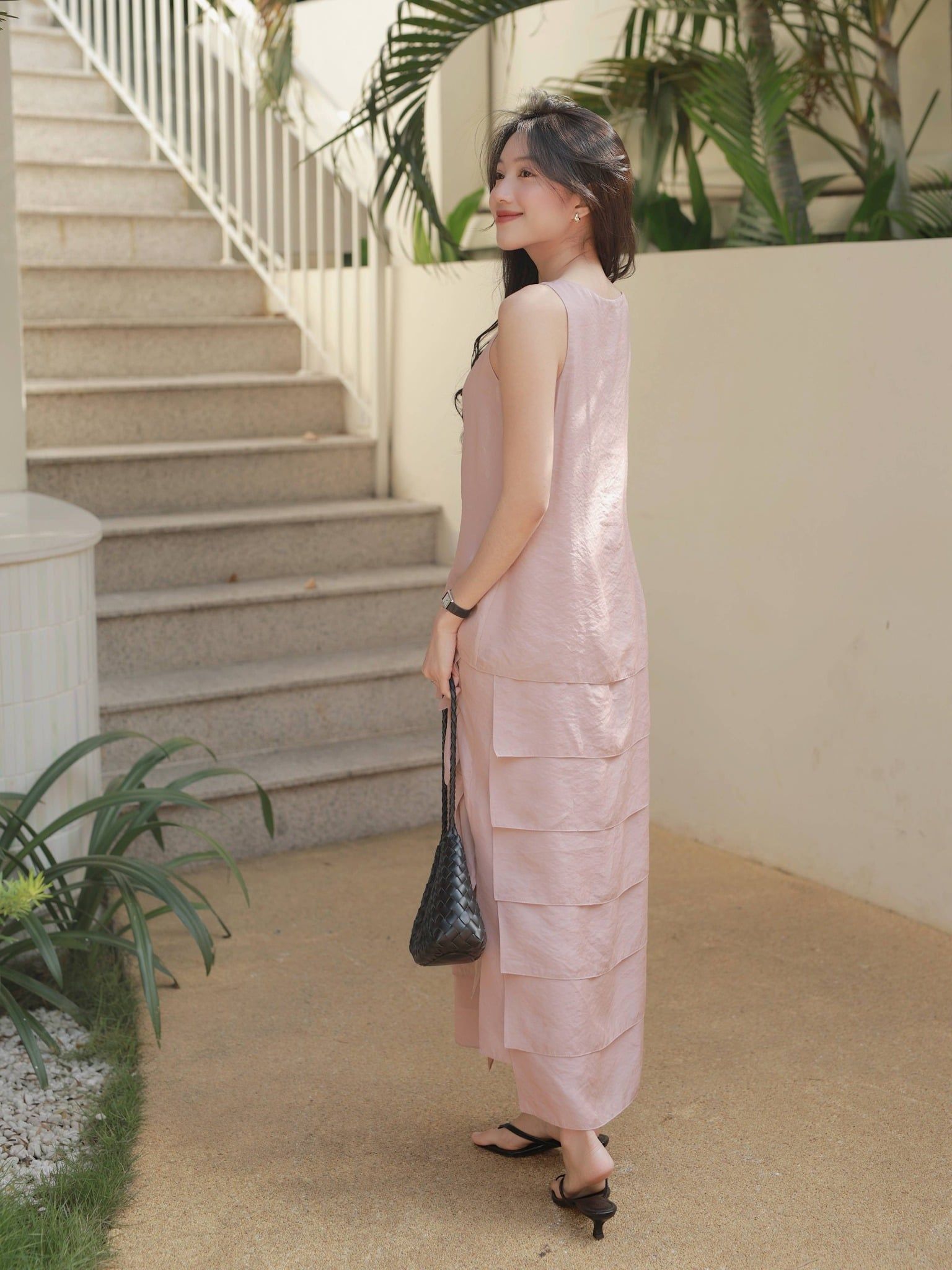  Đầm lụa tùng bậc thang | Mauve Terraced dress 