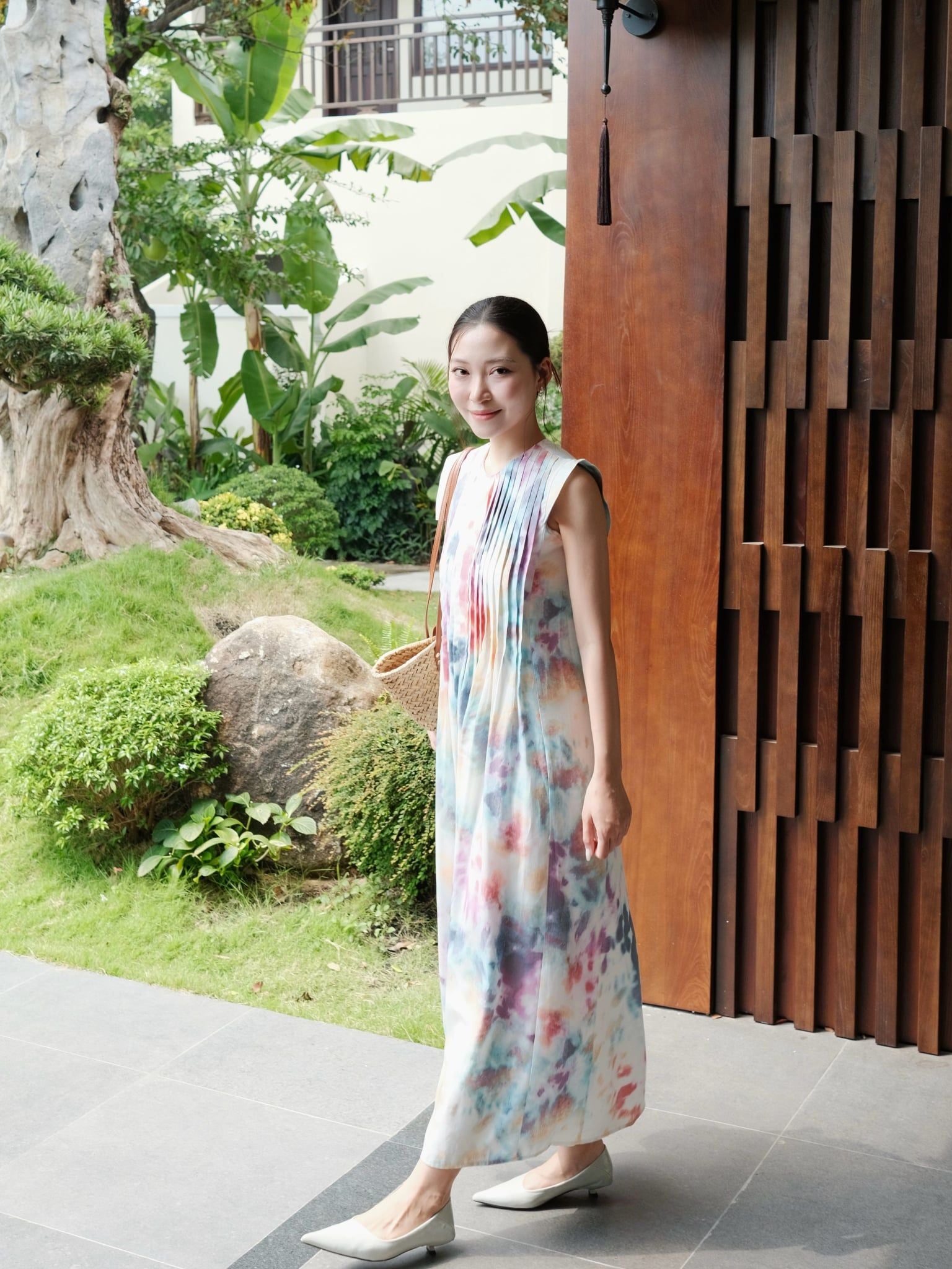  Đầm hoạ tiết xếp ly | Mauve Pattern dress 