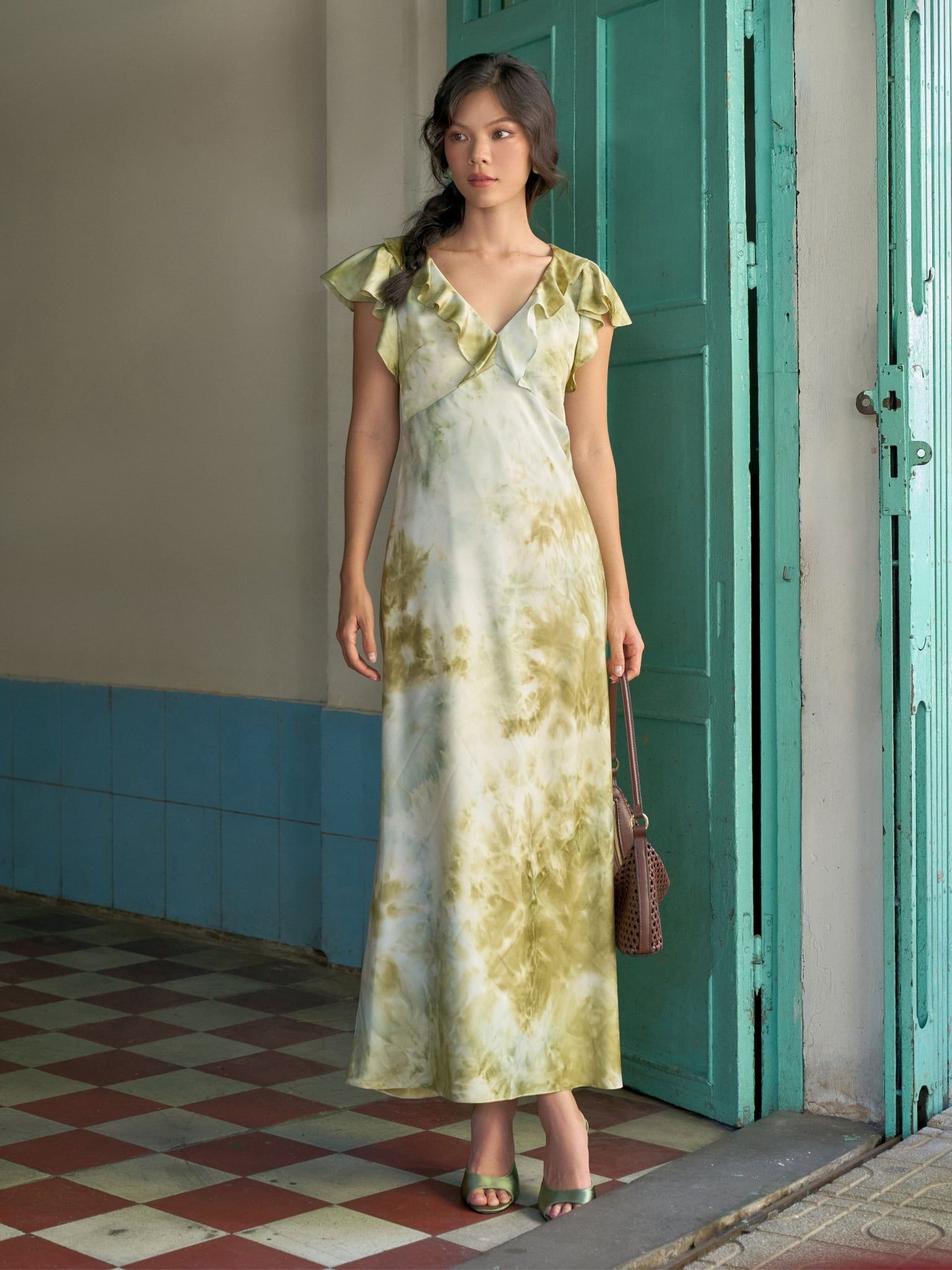  Đầm Lục phối bèo | Mauve Sage dress 