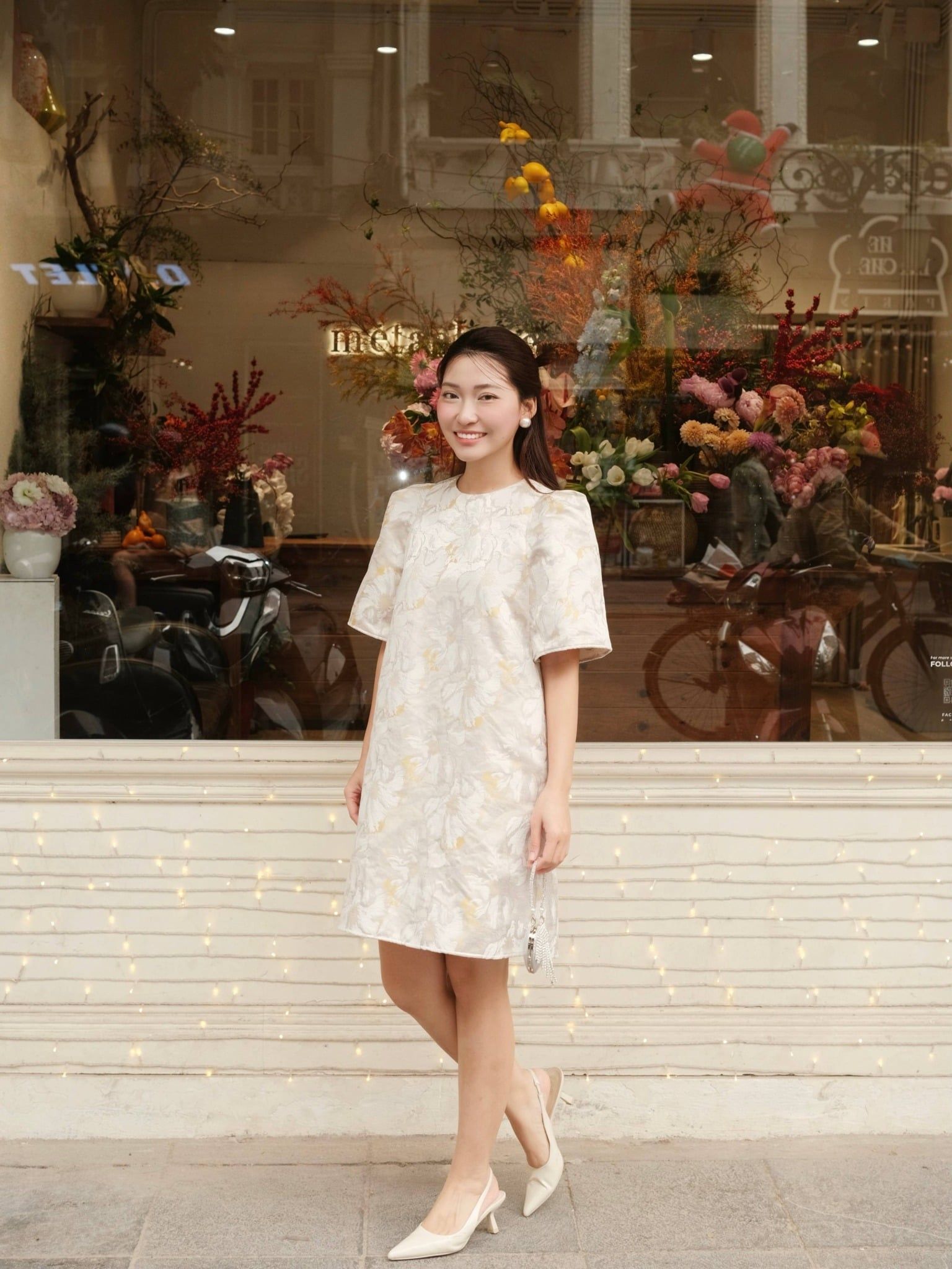  Đầm gấm tay chuông | Mauve Bell dress 