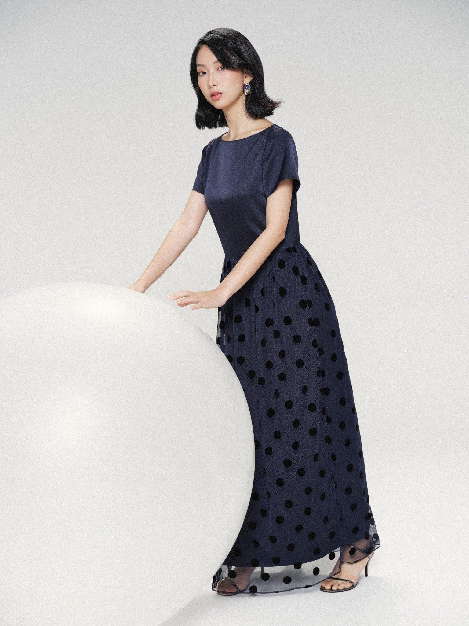  Đầm maxi tùng lưới | Mauve PolkaDot Tulle dress 