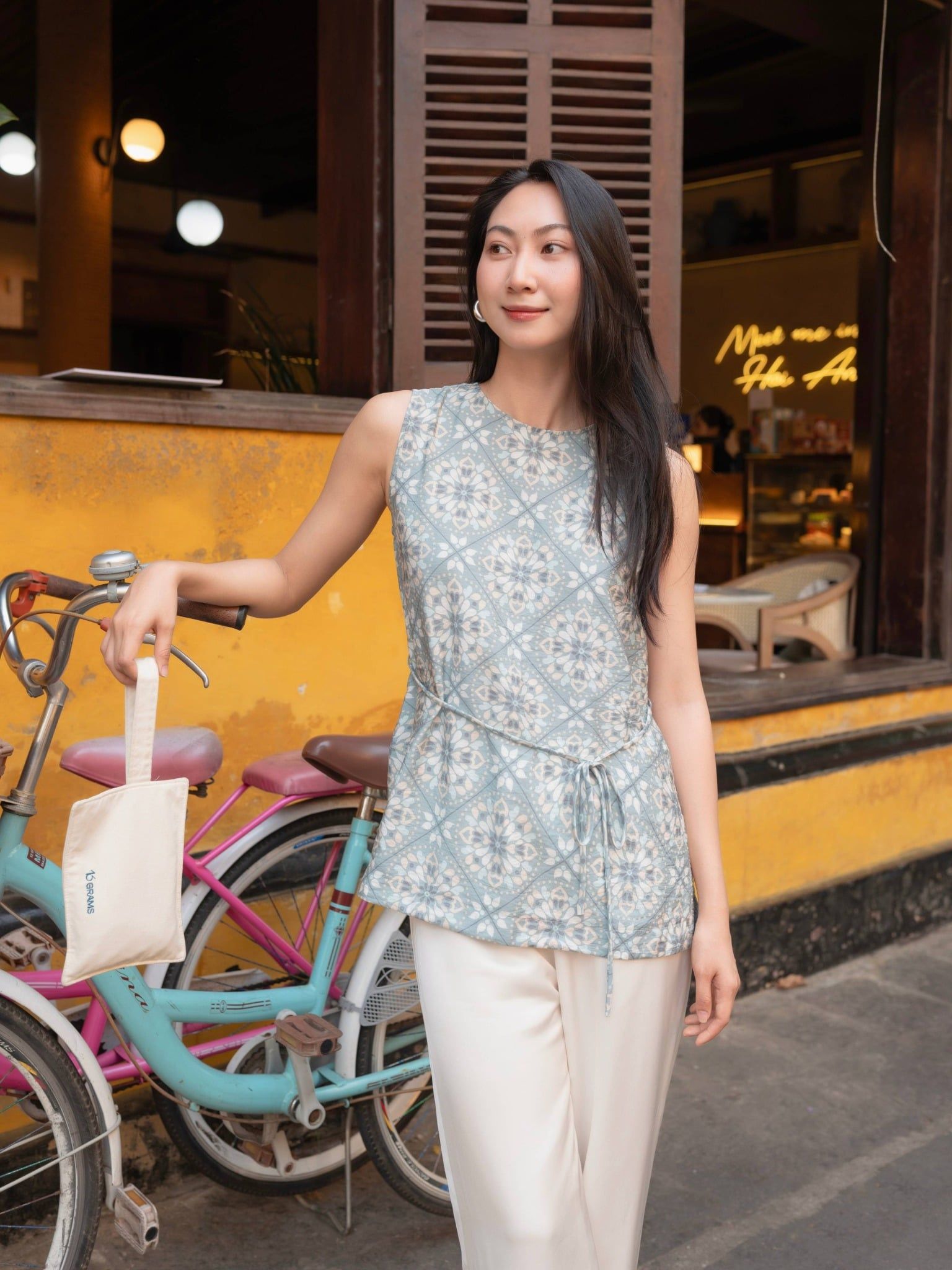  Áo họa tiết thắt eo | Mauve Daily Tie Top 