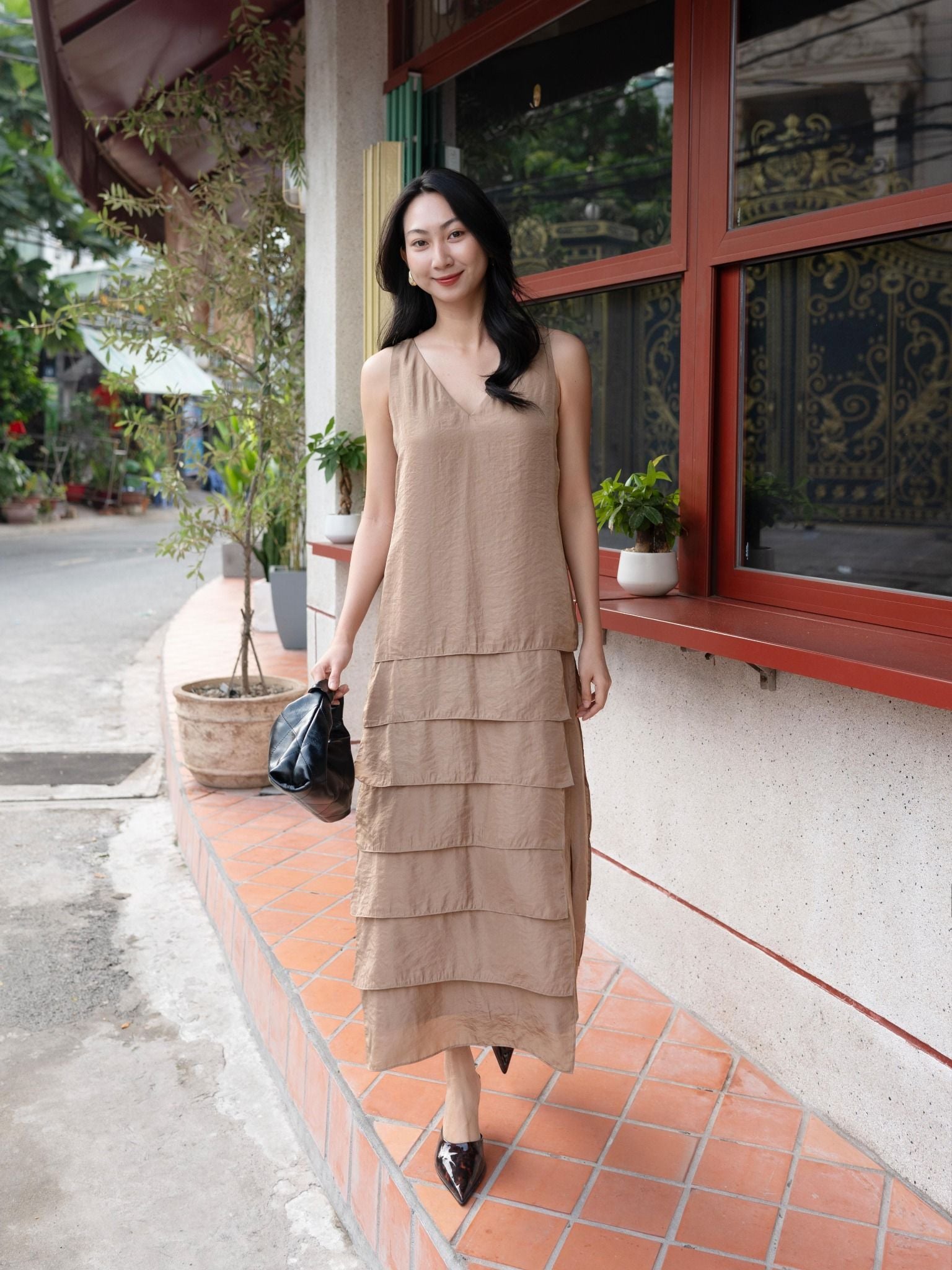  Đầm lụa tùng bậc thang | Mauve Terraced dress 