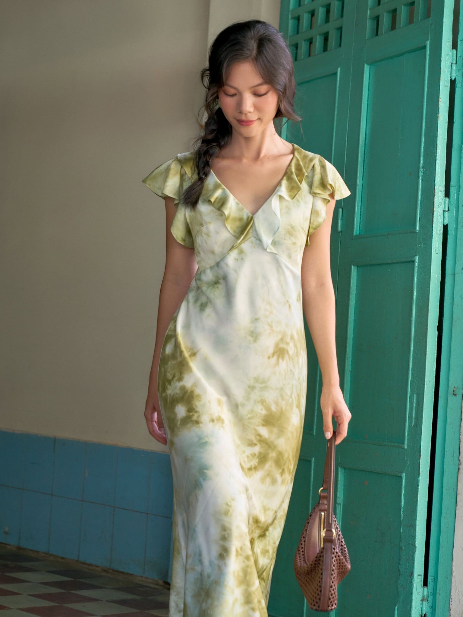  Đầm Lục phối bèo | Mauve Sage dress 