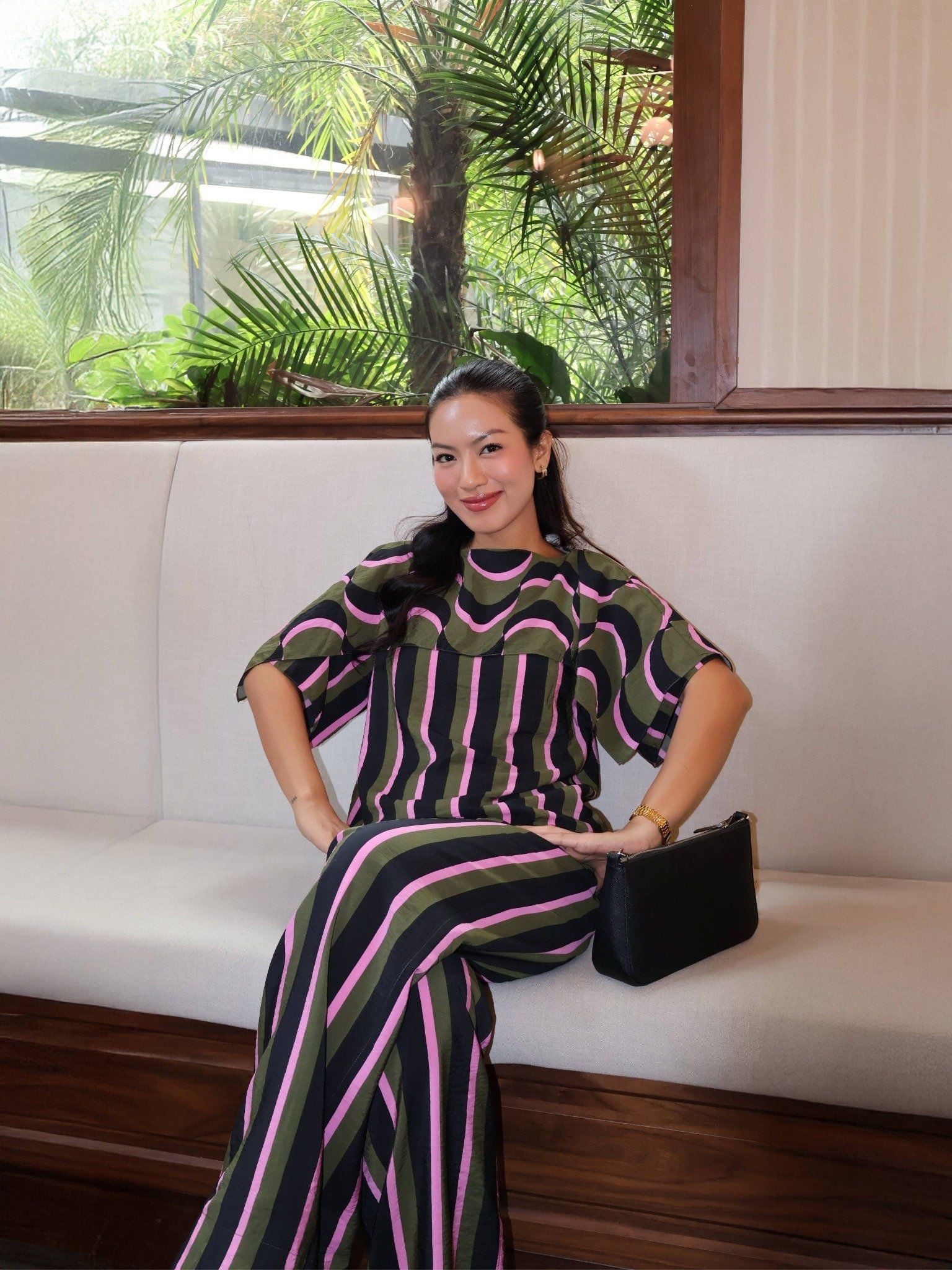  Áo sọc phối bèo | Mauve City top 