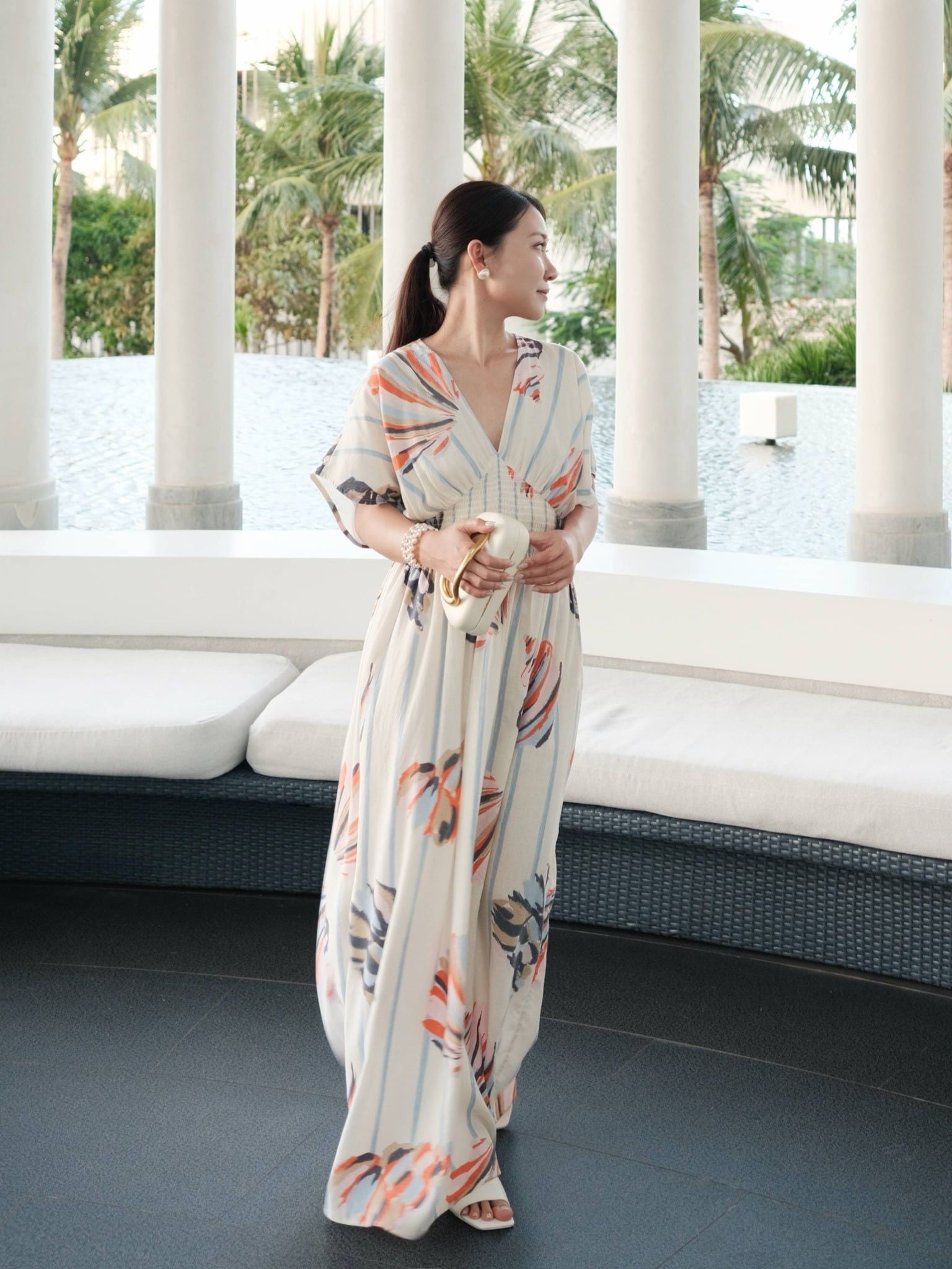  Đầm maxi hoạ tiết | Mauve Flowy maxi dress 