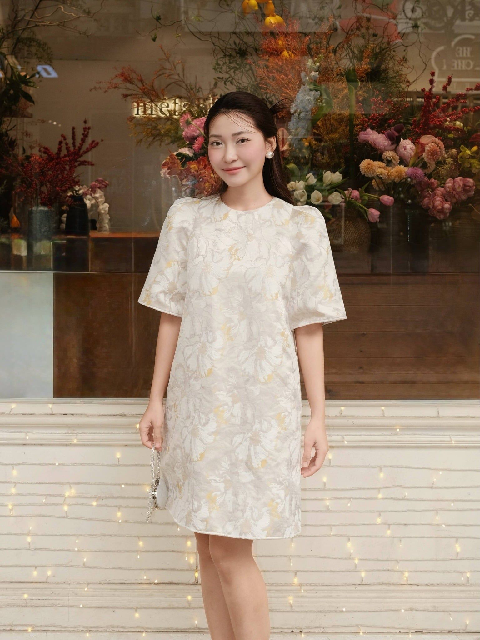  Đầm gấm tay chuông | Mauve Bell dress 