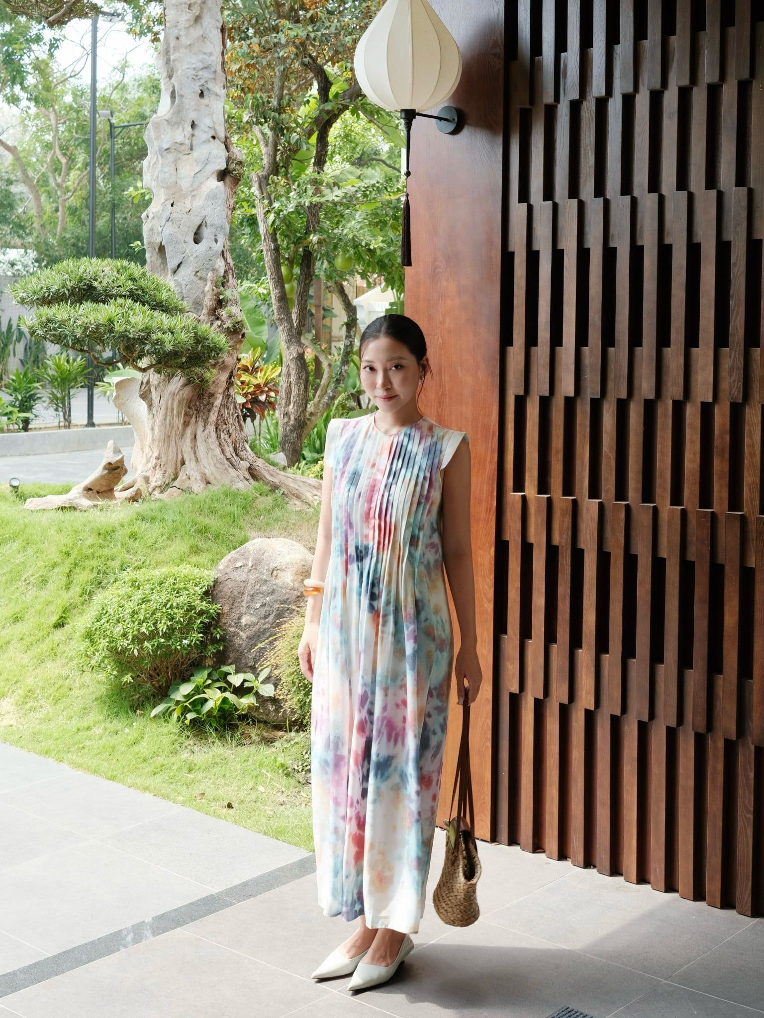  Đầm hoạ tiết xếp ly | Mauve Pattern dress 