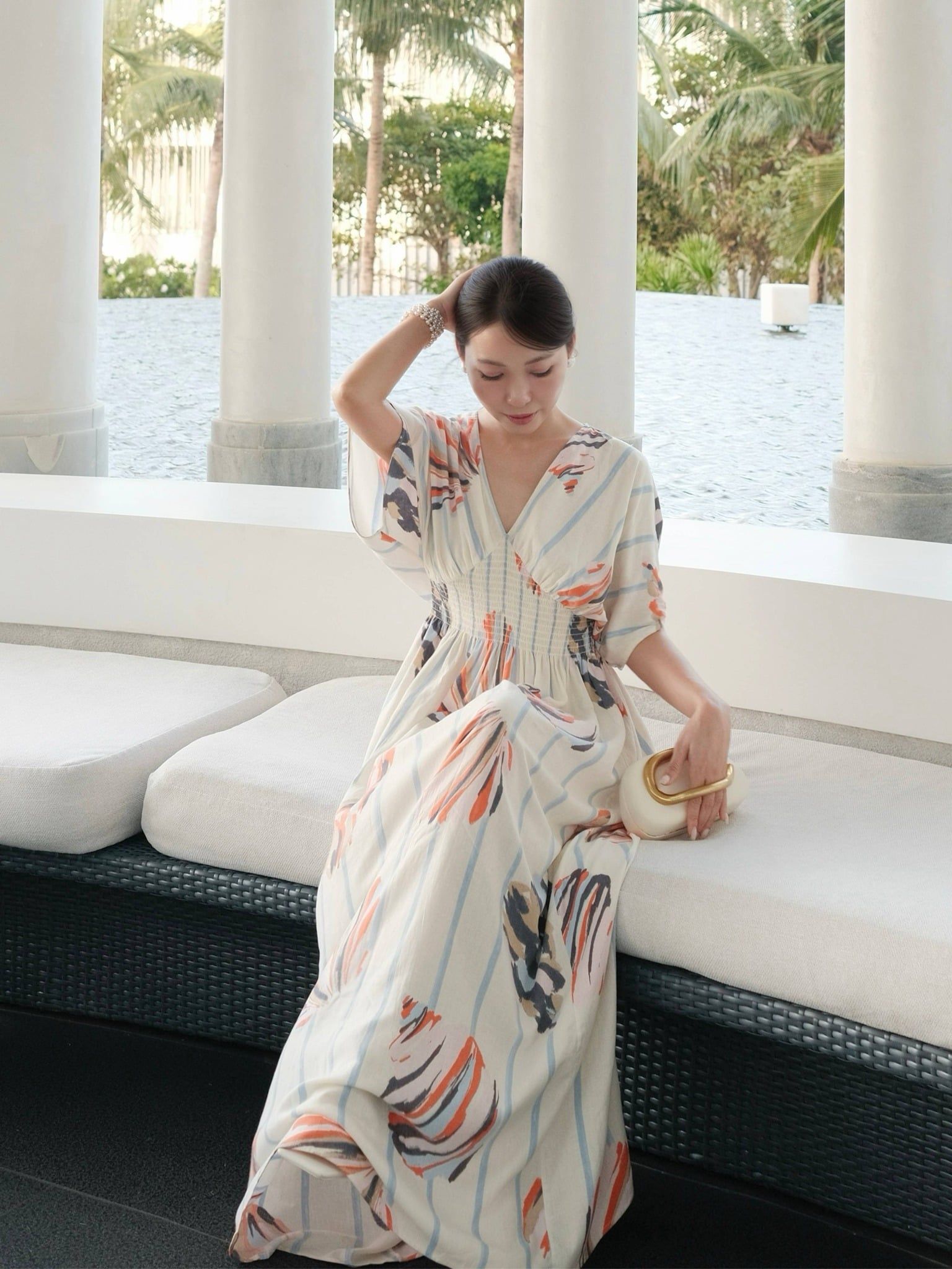  Đầm maxi hoạ tiết | Mauve Flowy maxi dress 
