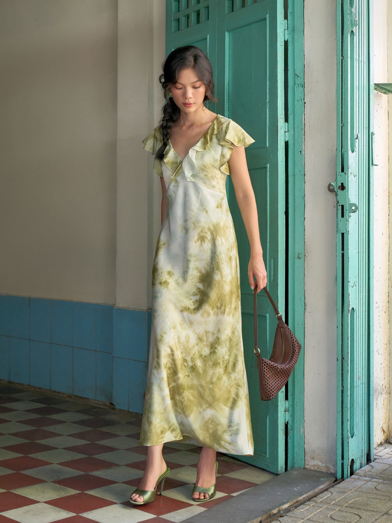  Đầm Lục phối bèo | Mauve Sage dress 