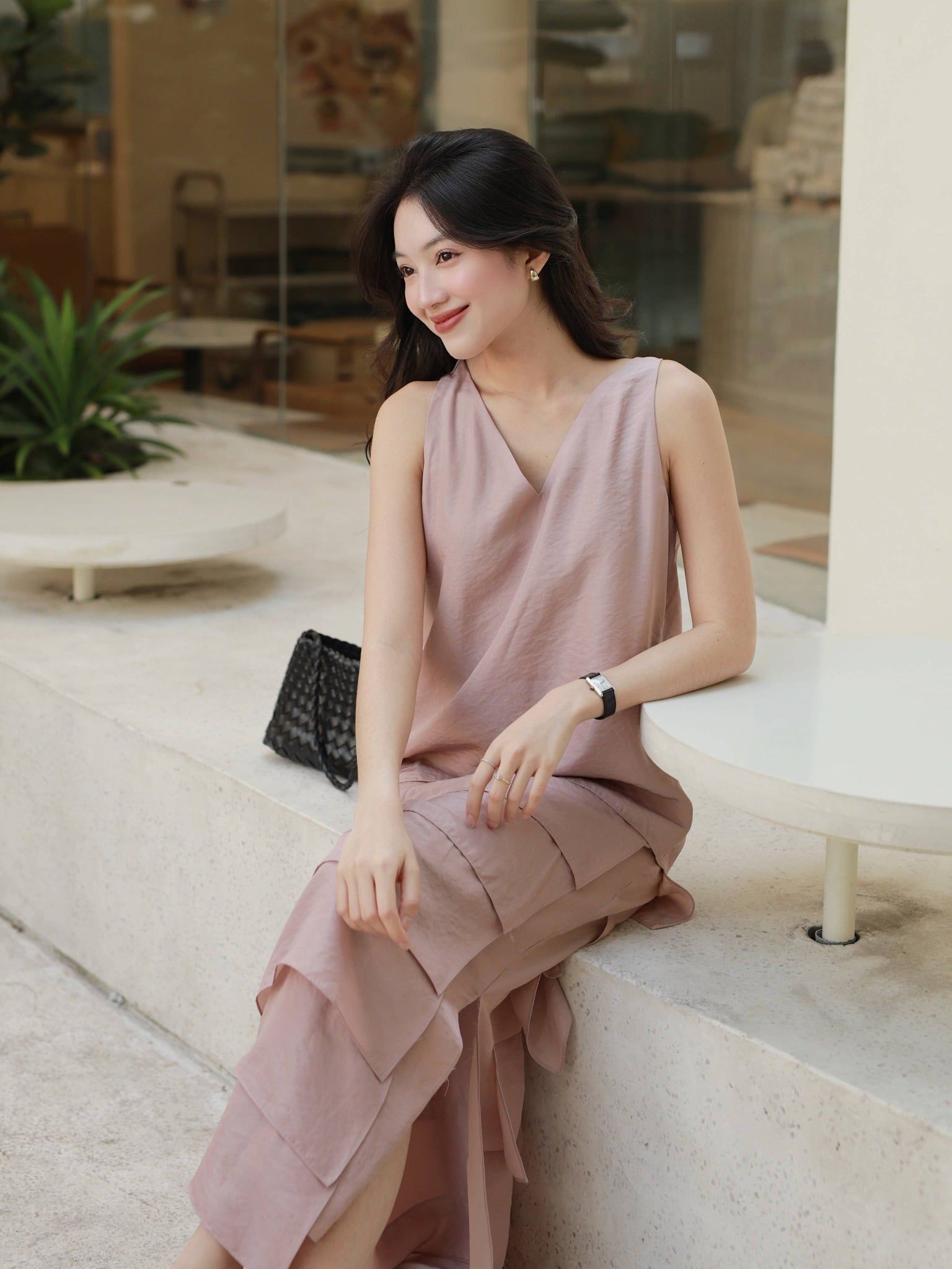 Đầm lụa tùng bậc thang | Mauve Terraced dress 