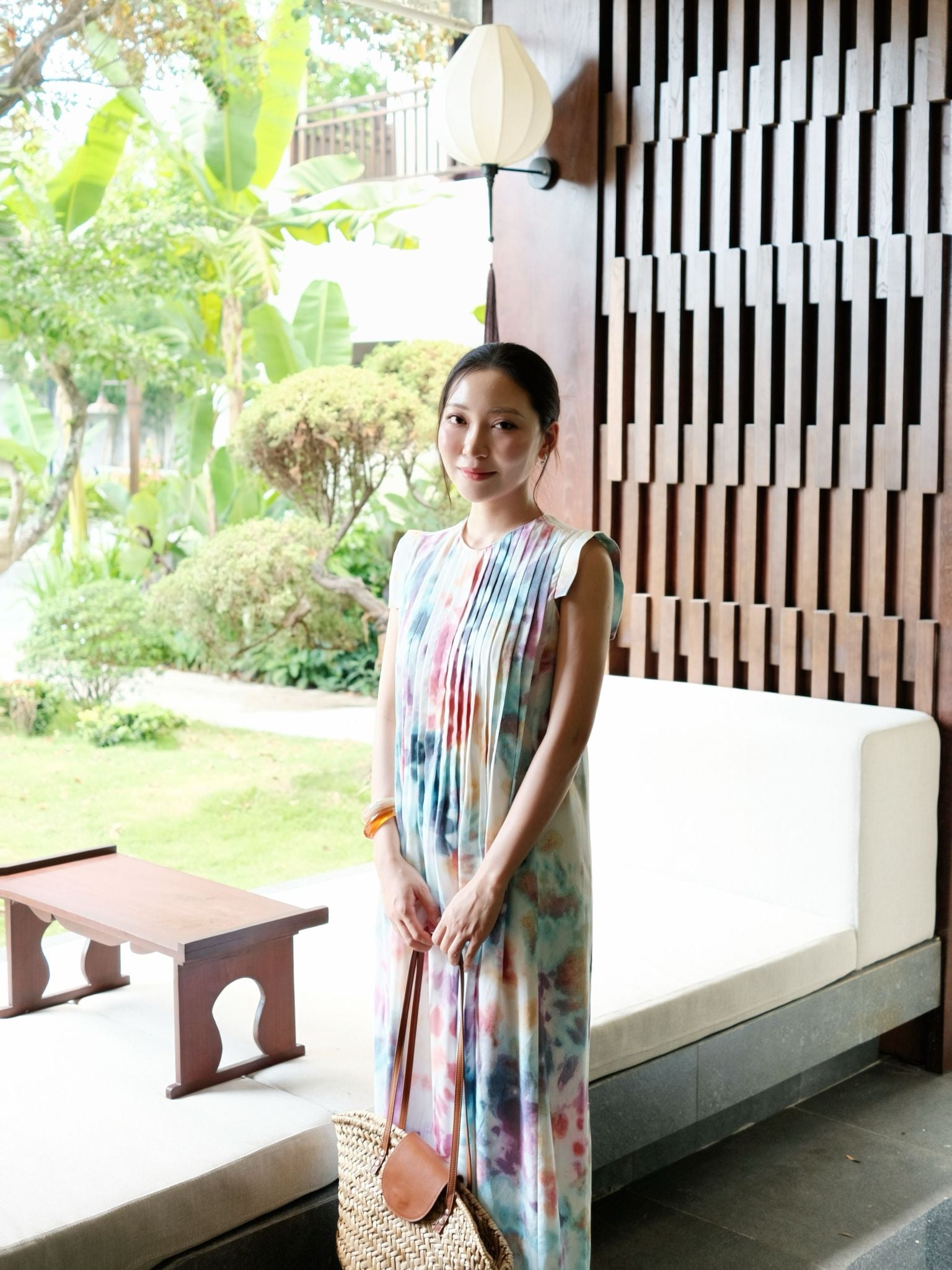  Đầm hoạ tiết xếp ly | Mauve Pattern dress 