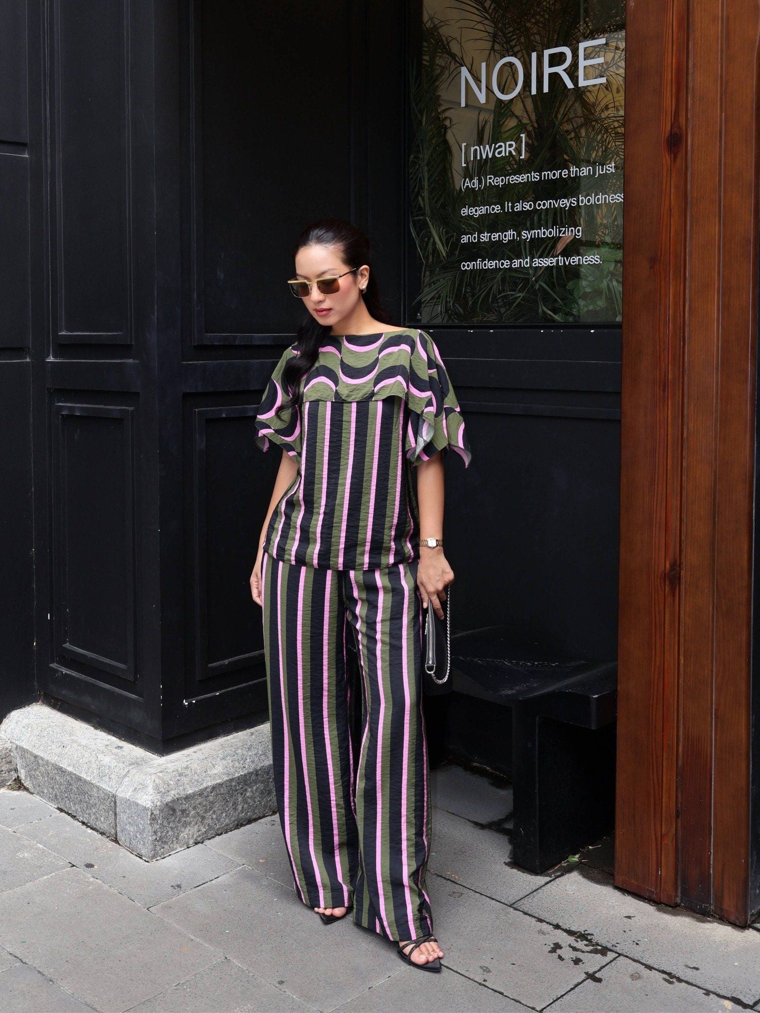  Áo sọc phối bèo | Mauve City top 