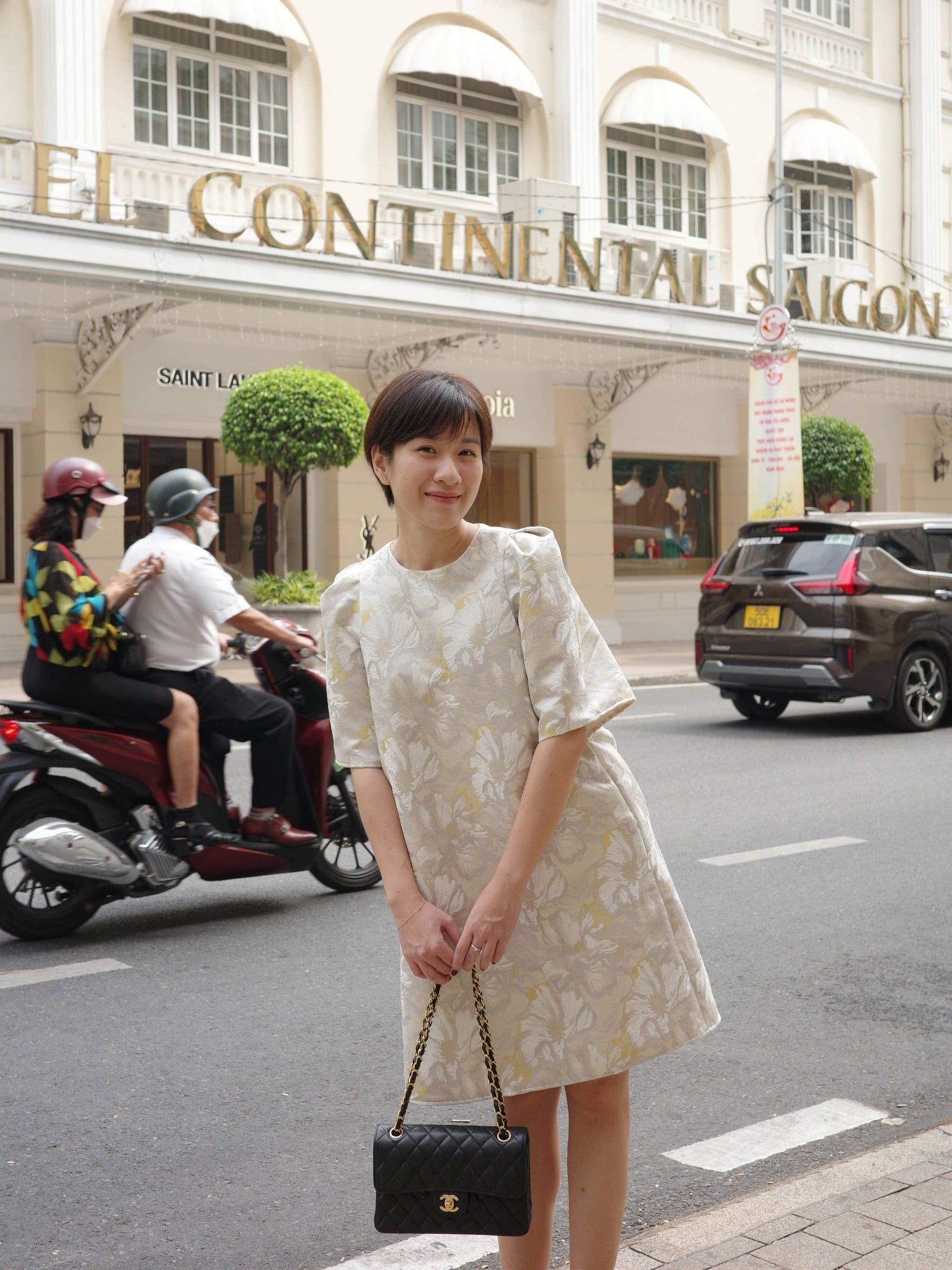  Đầm gấm tay chuông | Mauve Bell dress 