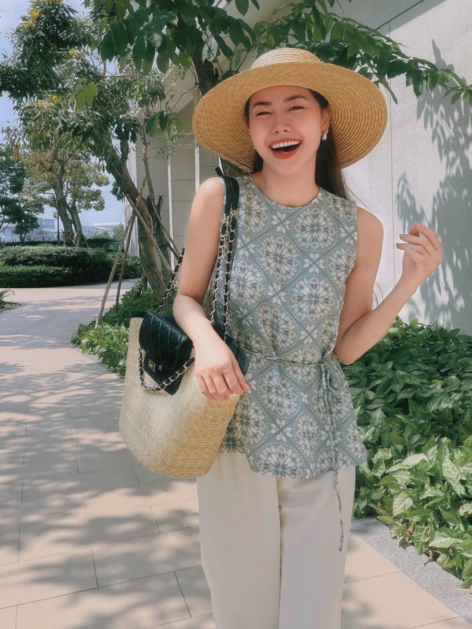  Áo họa tiết thắt eo | Mauve Daily Tie Top 