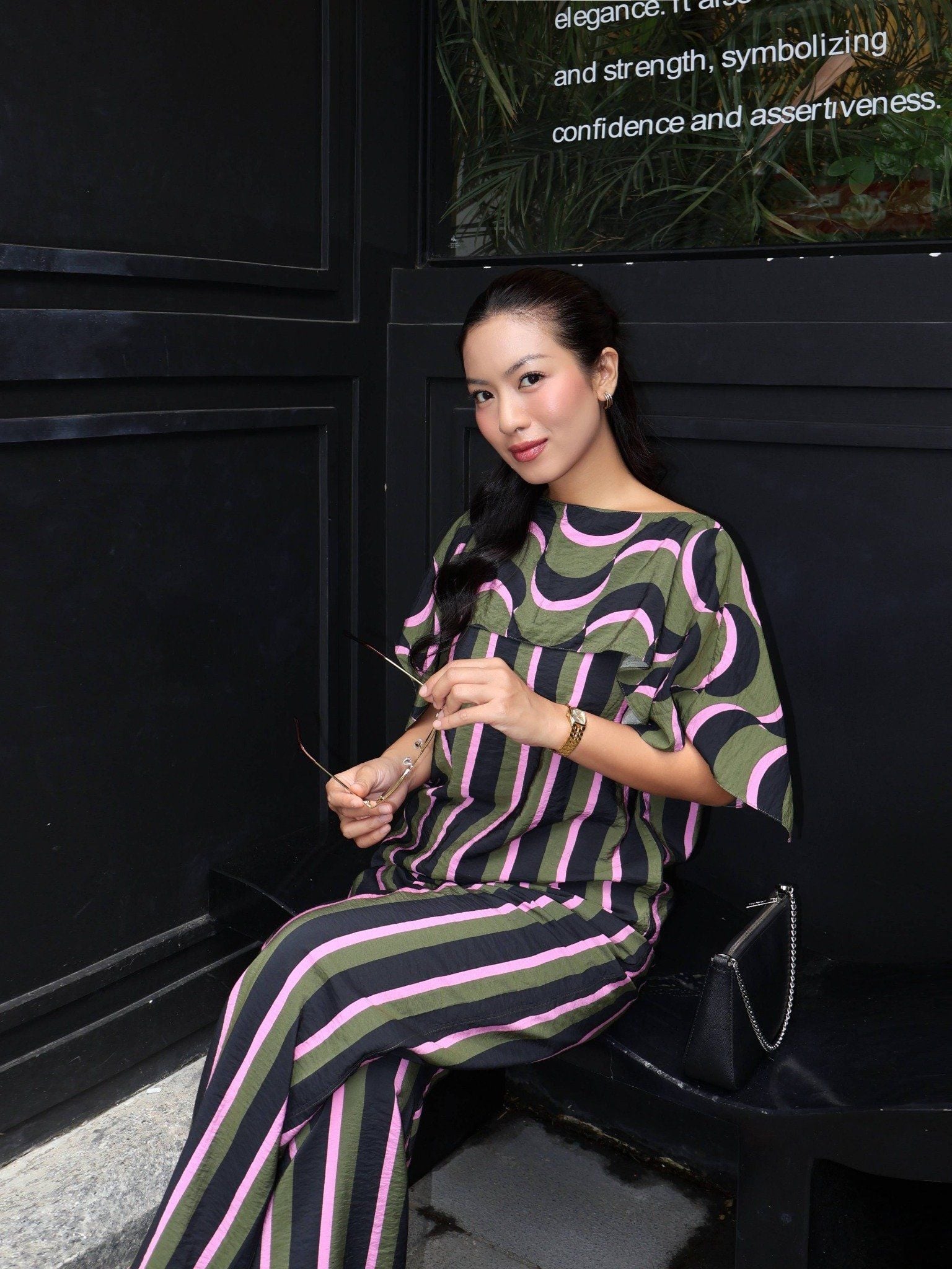  Áo sọc phối bèo | Mauve City top 