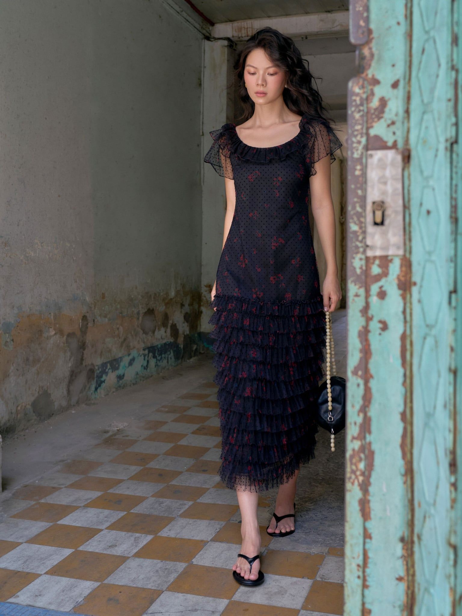  Đầm Dạ Khúc 12 tầng bèo | Mauve Midnight Melody dress 