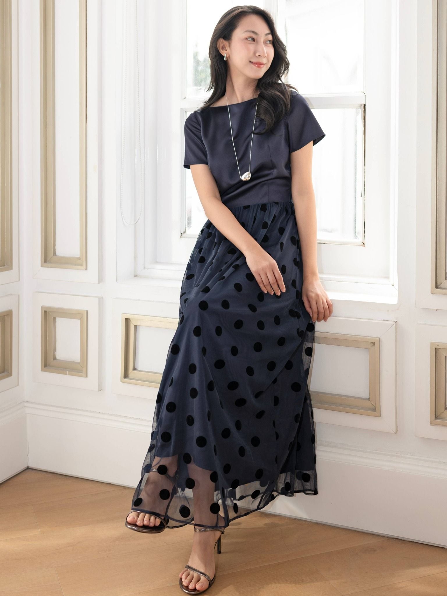  Đầm maxi tùng lưới | Mauve PolkaDot Tulle dress 