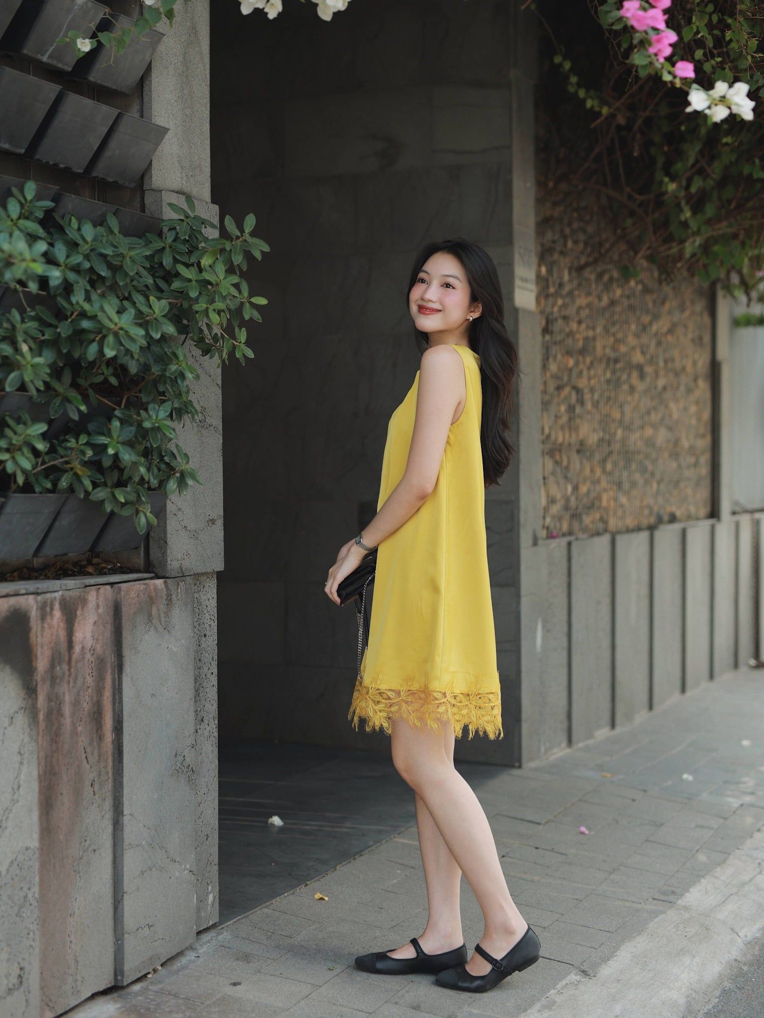  Đầm lụa phối ren | Mauve Satin Lace dress 