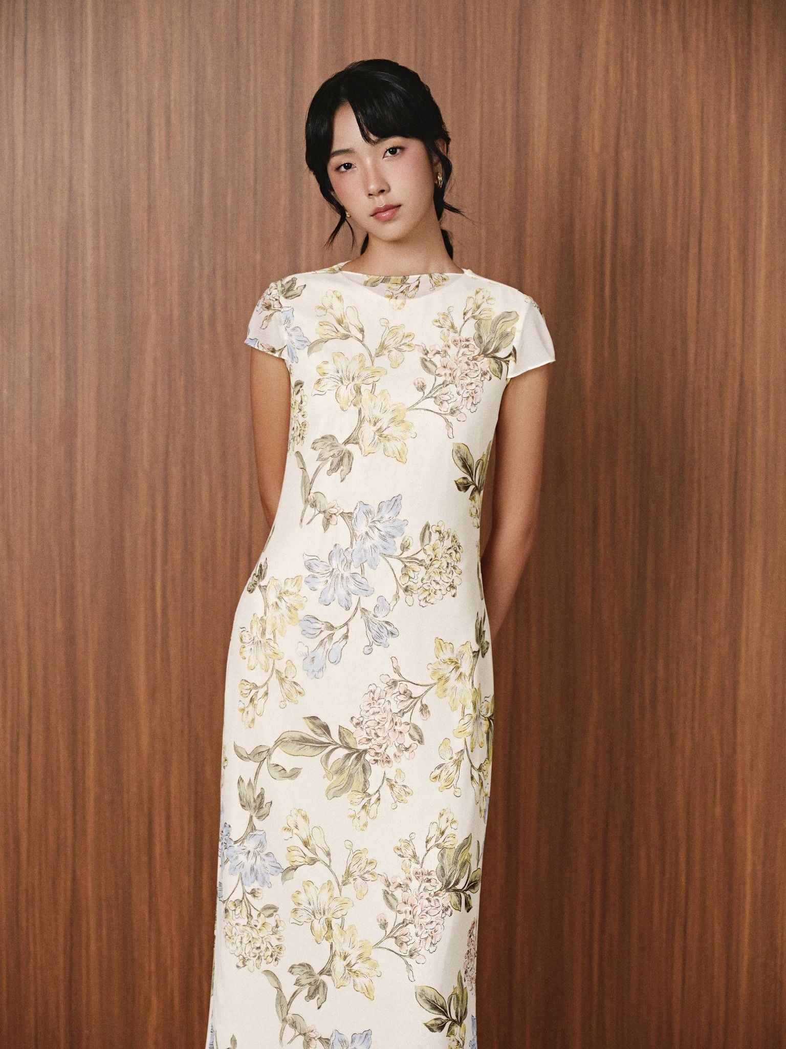  Đầm lụa ren hoa | Mauve Silk mesh dress 