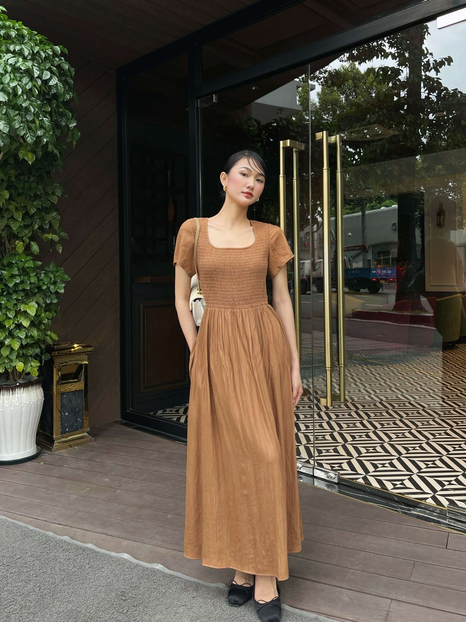  Đầm maxi cotton tơ vân gỗ Mauve Woody dress 
