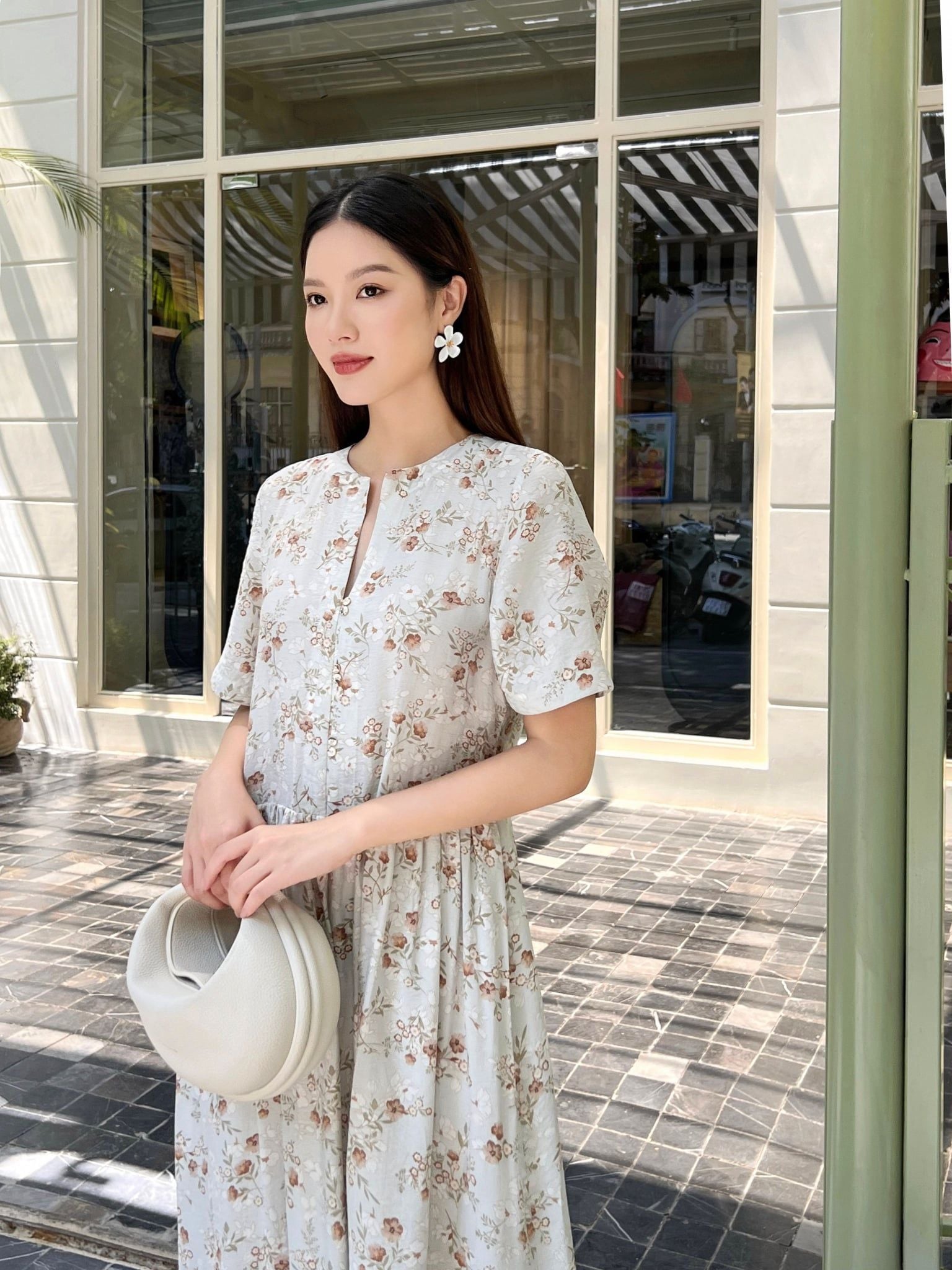  Đầm baby doll hoa nhí | Mauve Floral dress 