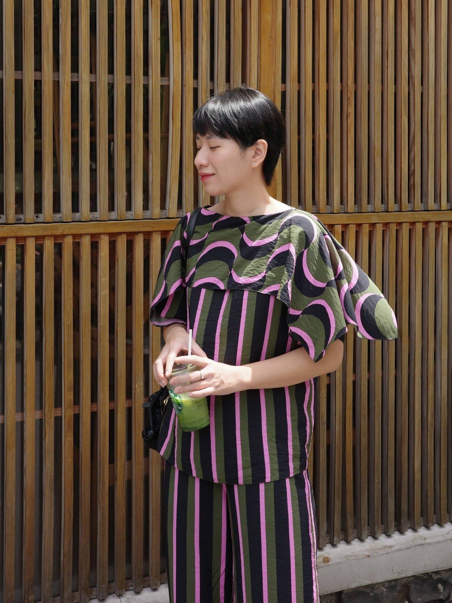  Áo sọc phối bèo | Mauve City top 