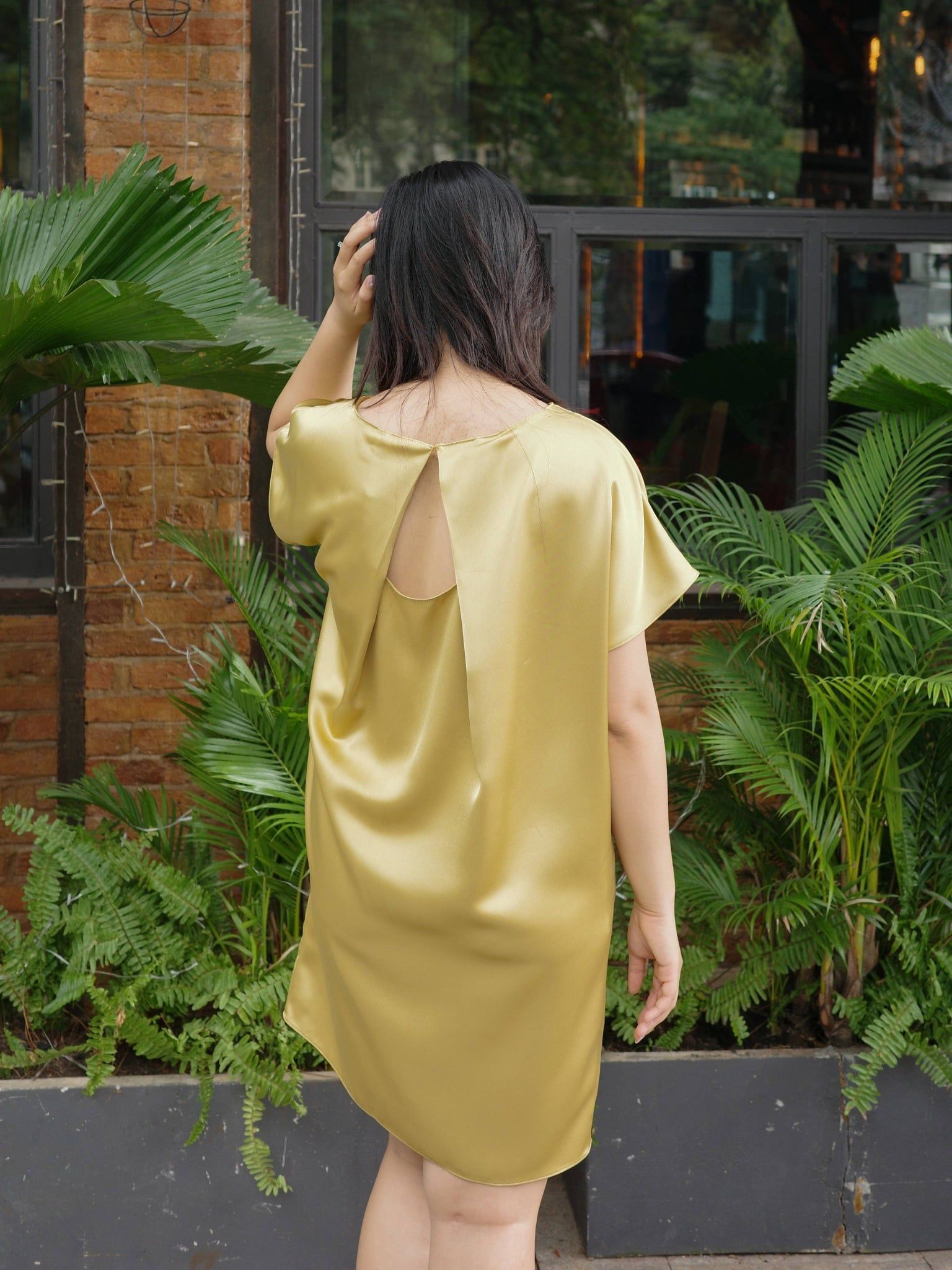 Đầm lụa basic cách điệu lưng | Mauve Open back dress 