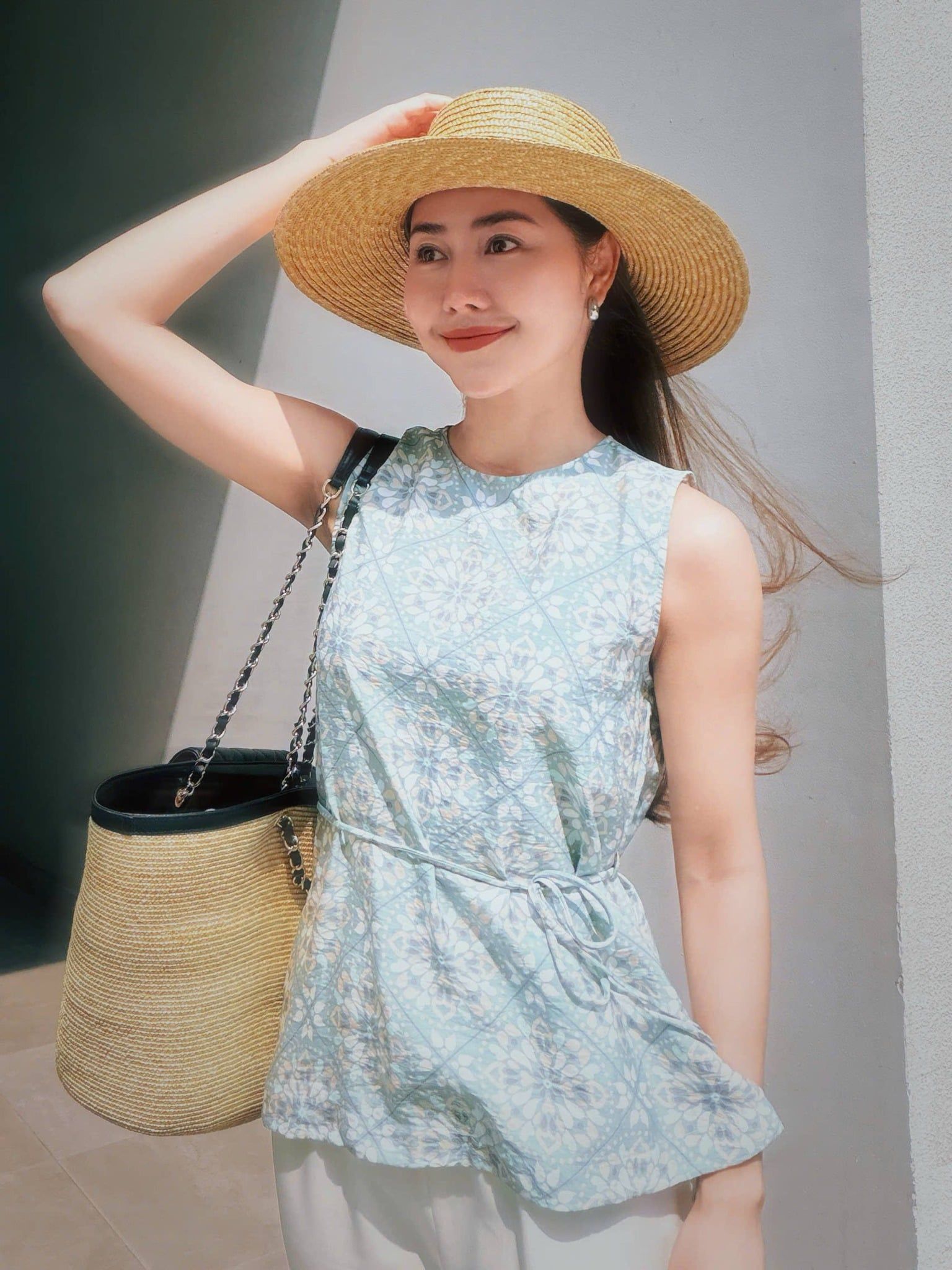  Áo họa tiết thắt eo | Mauve Daily Tie Top 