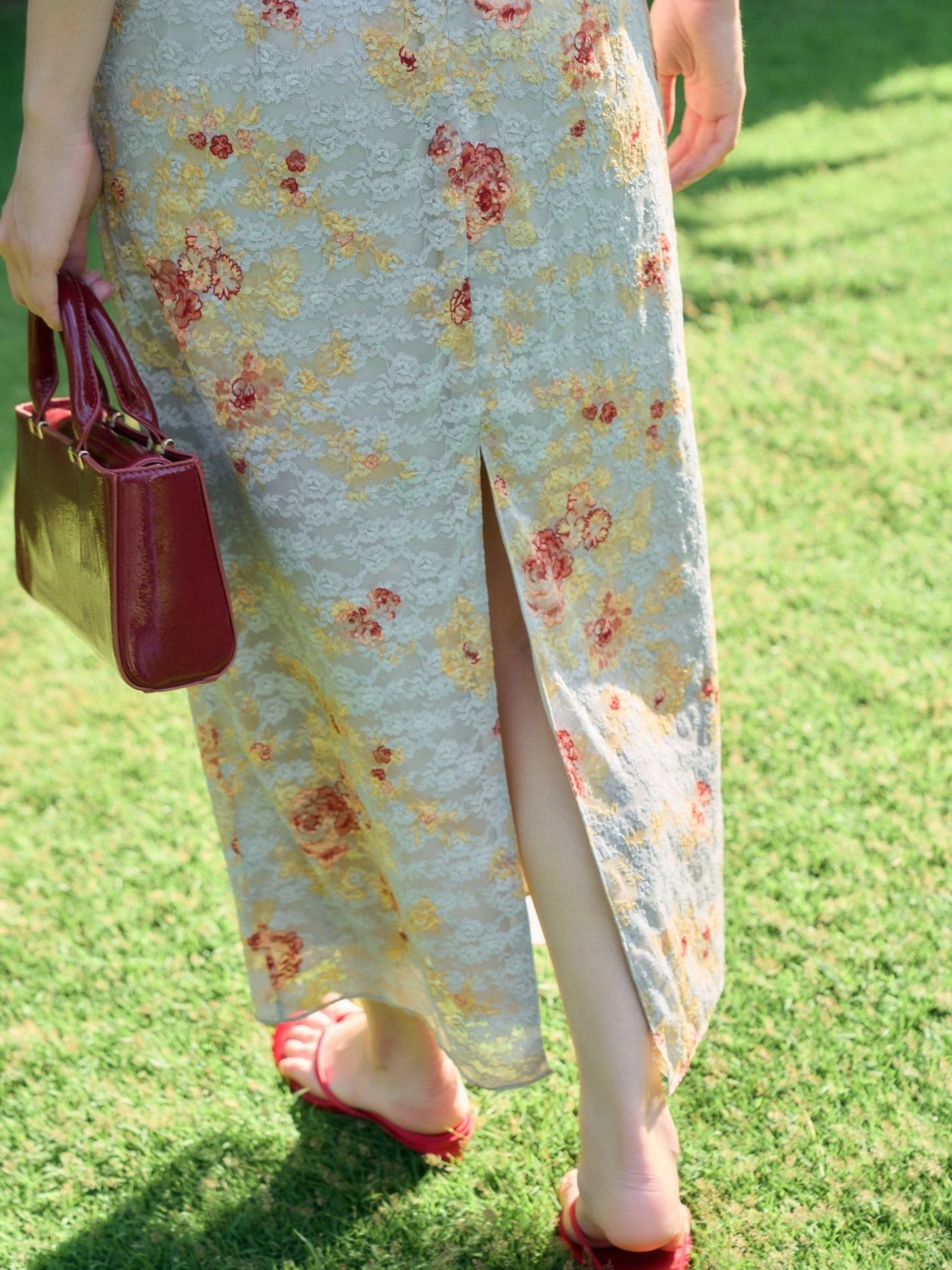  Đầm lụa ren hoa | Mauve Silk mesh dress 
