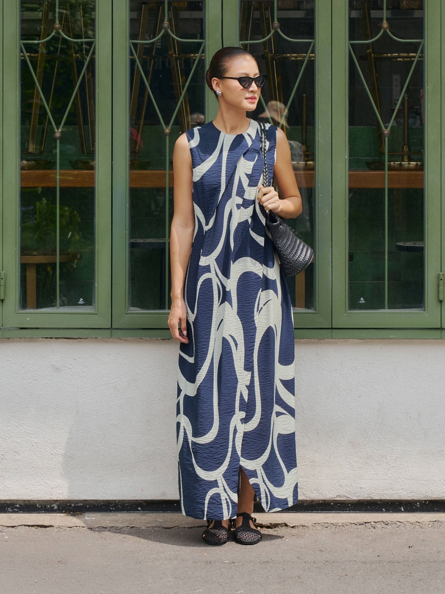  Đầm hoạ tiết vạt đắp chéo | Mauve Printed Midi dress 