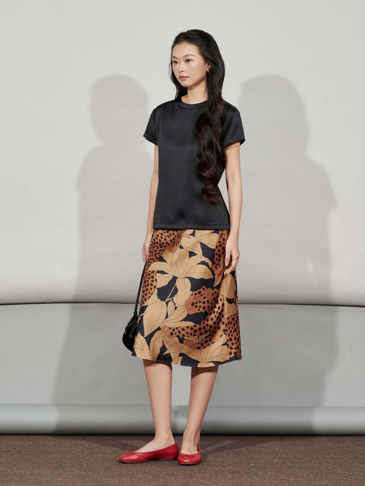  Chân váy lụa hoạ tiết | Mauve Lily skirt (lưng ngang rốn) 
