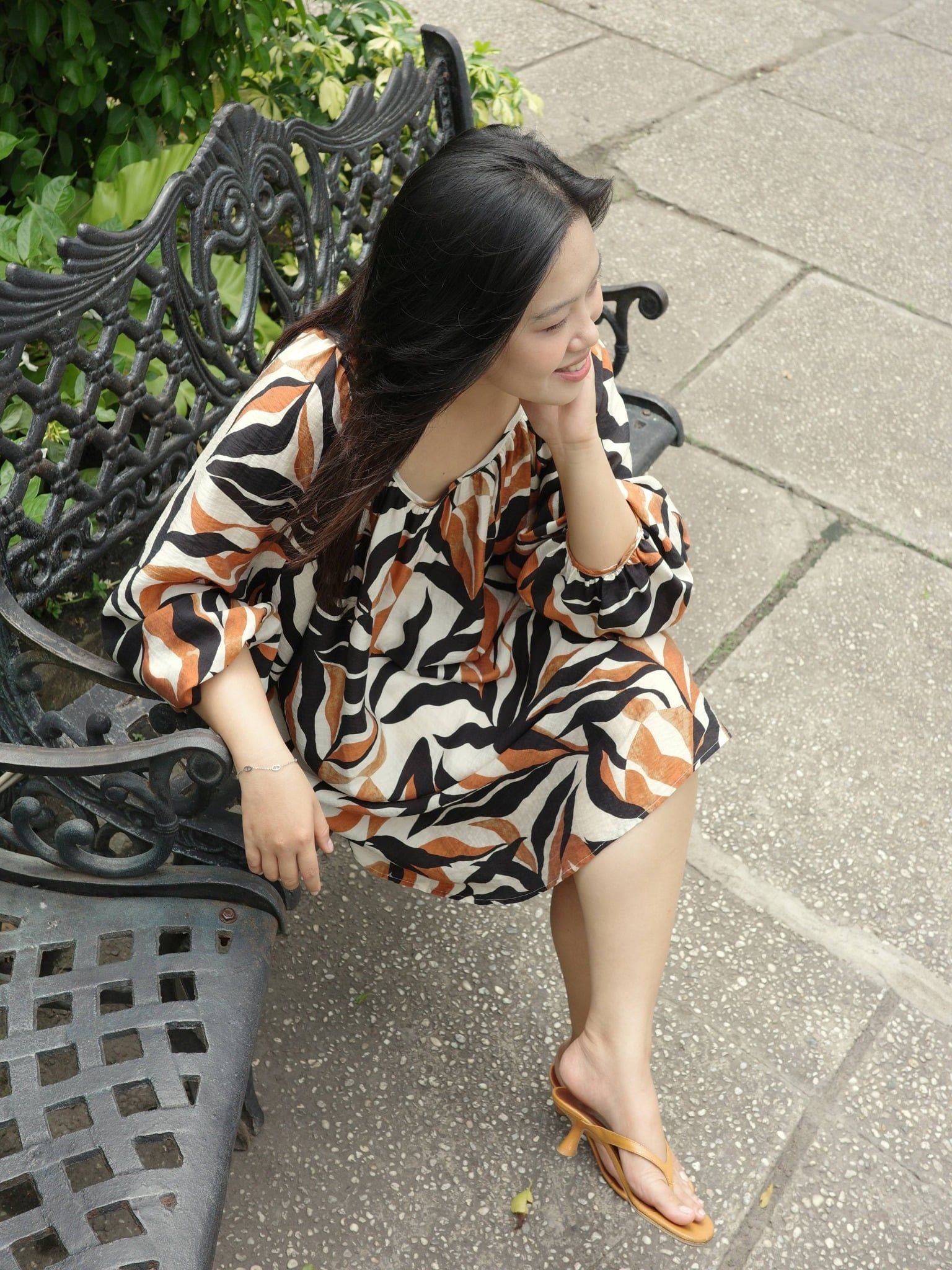  Đầm tay bồng hoạ tiết | Mauve Coral dress 
