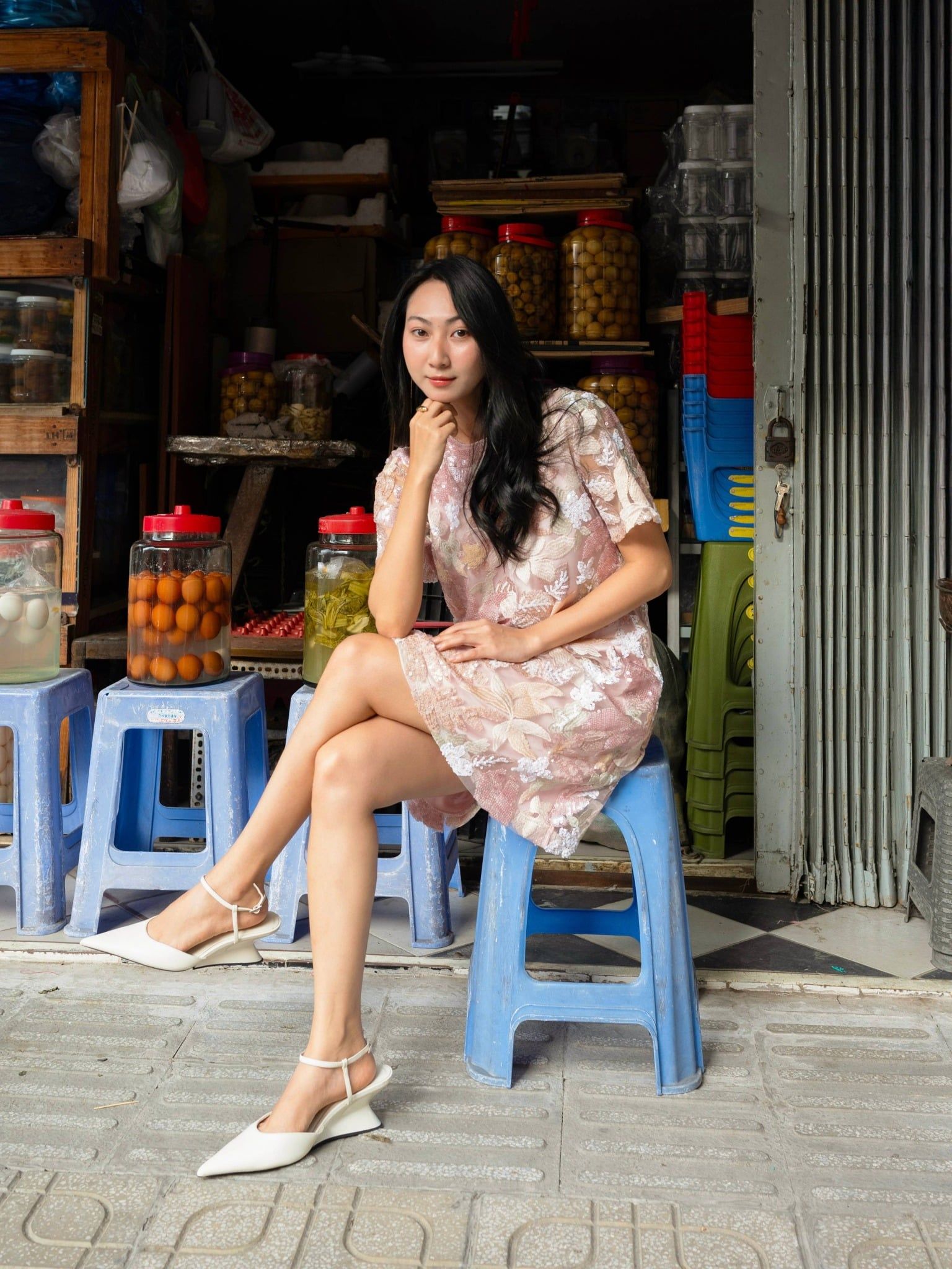  Đầm thêu kim sa 3D | Mauve Bloom dress 