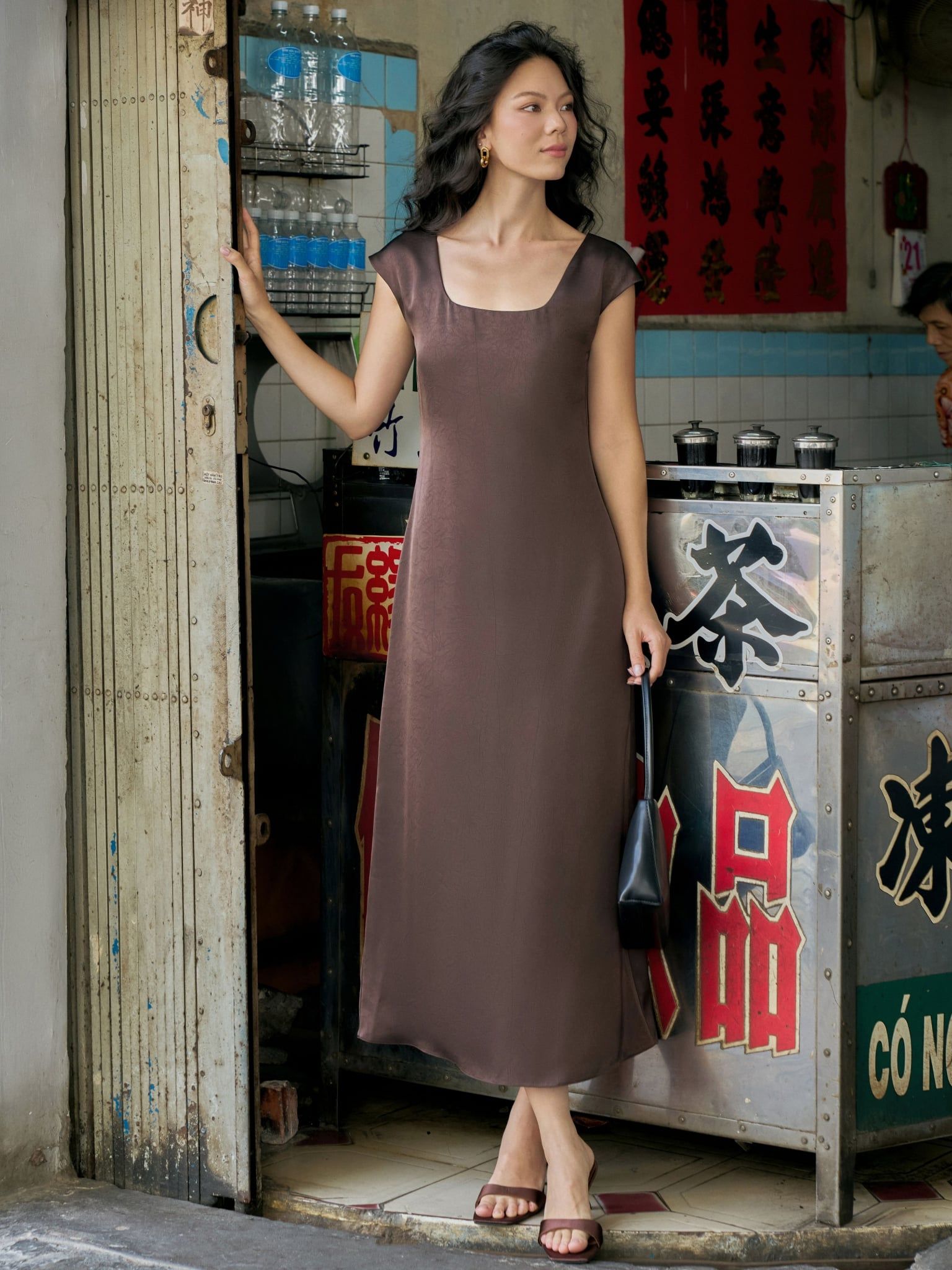  Đầm Dung cổ vuông | Mauve Parisian dress 