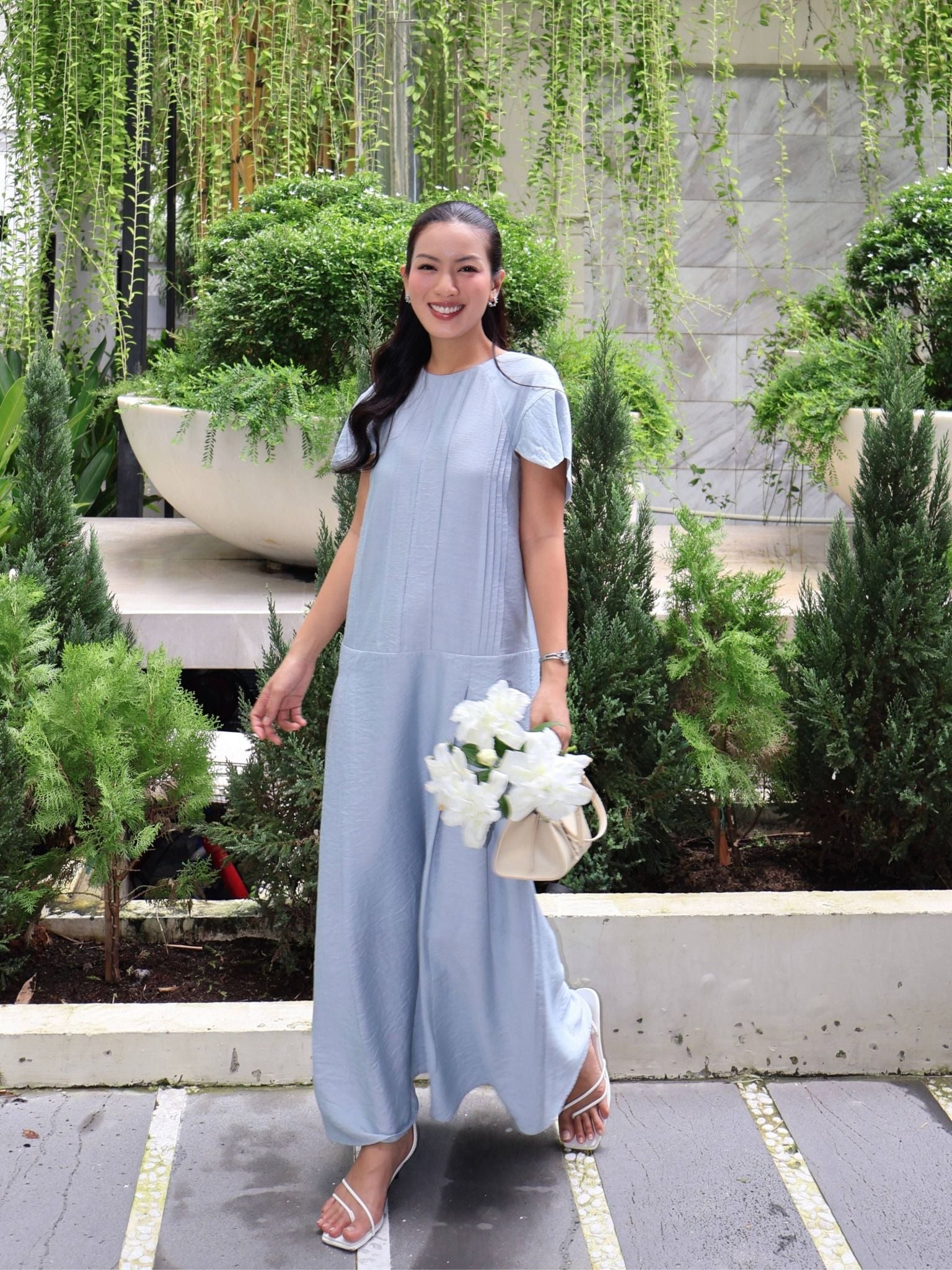  Đầm xếp ly tay rơi tự do | Mauve Pleated dress 