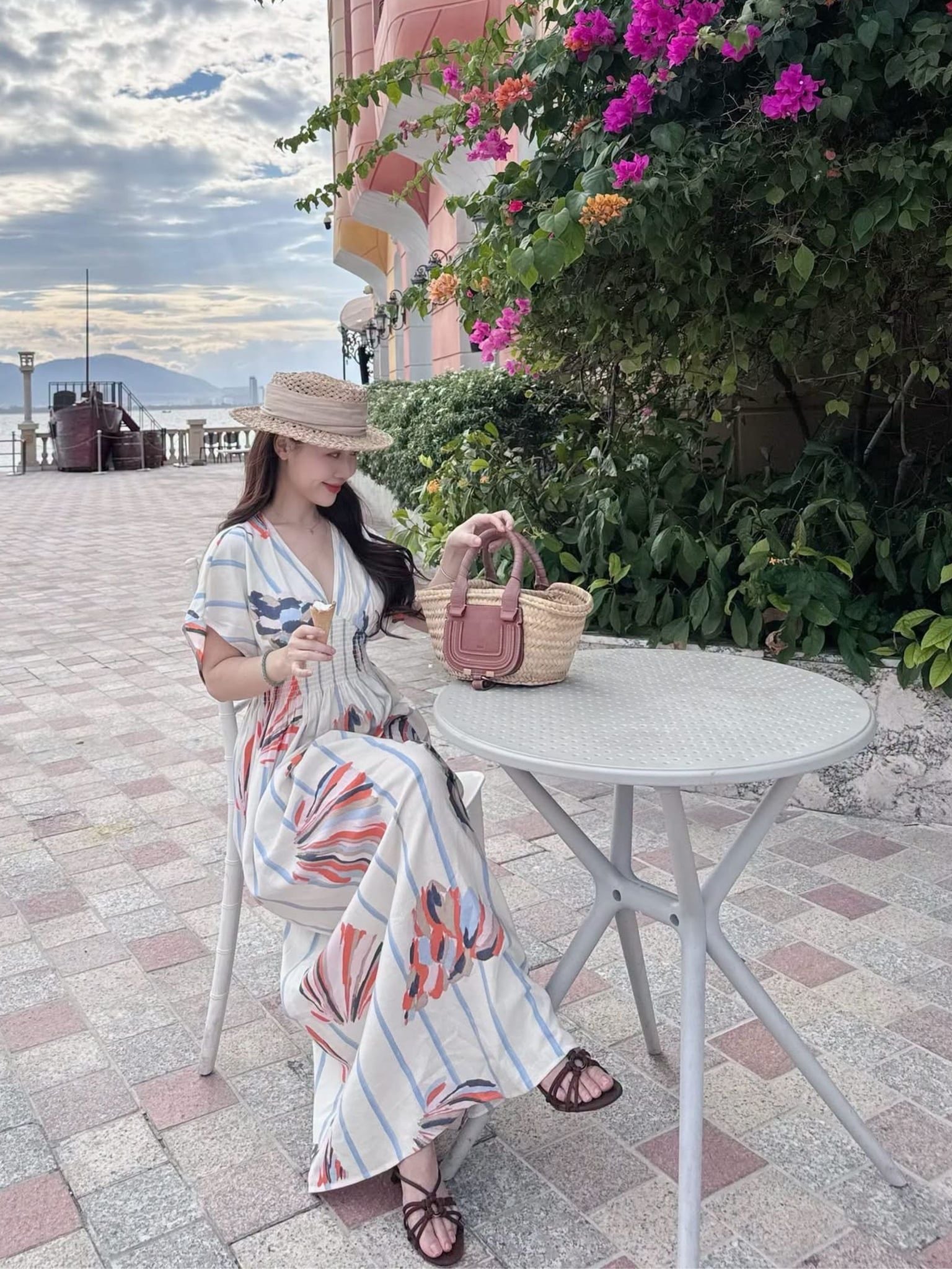  Đầm maxi hoạ tiết | Mauve Flowy maxi dress 