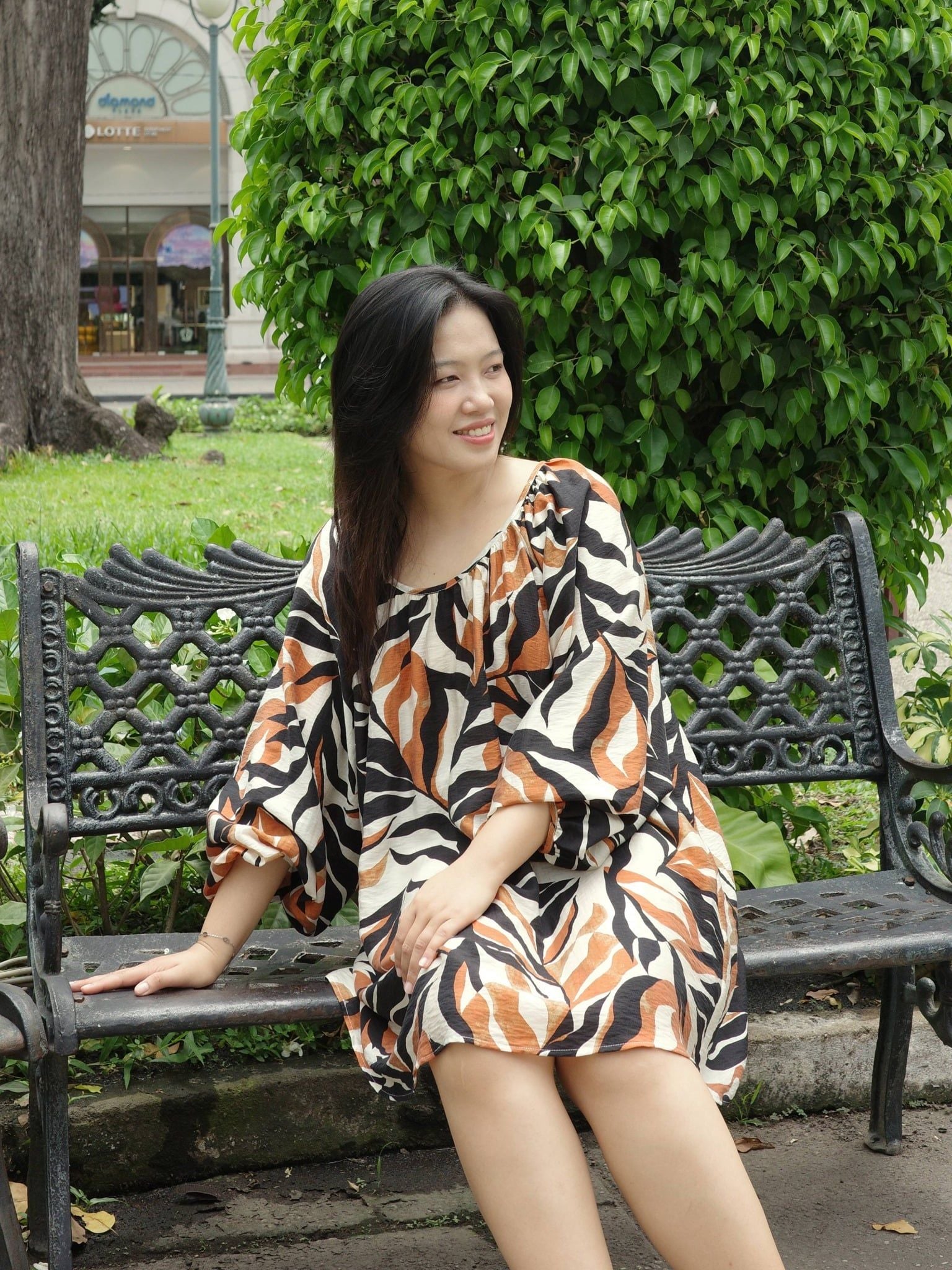 Đầm tay bồng hoạ tiết | Mauve Coral dress 