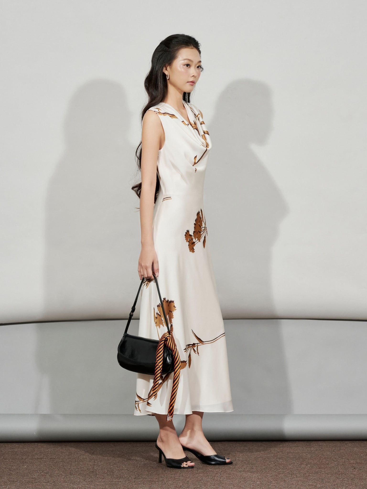  Đầm lụa cổ đổ | Mauve Fall neck dress 