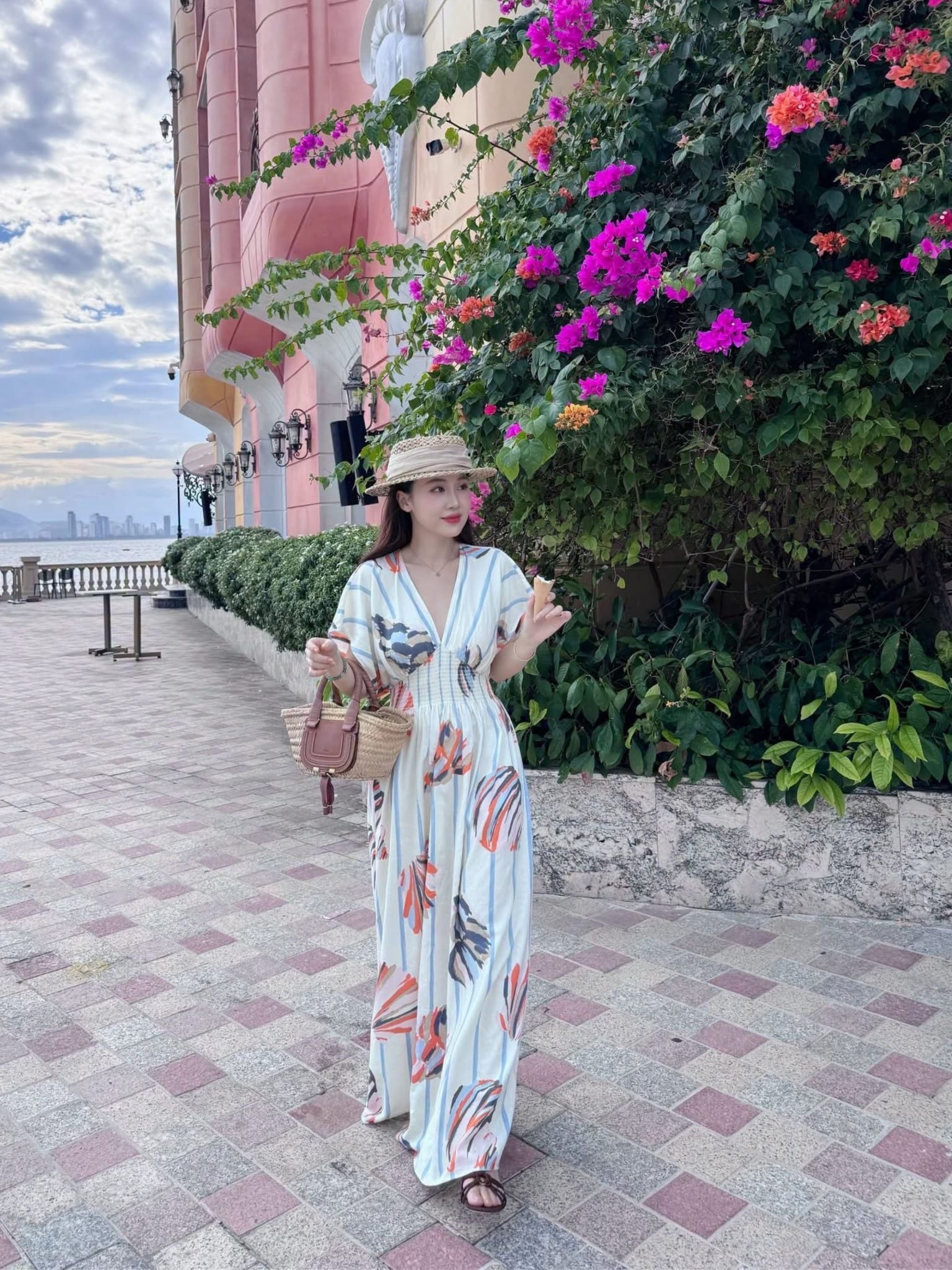  Đầm maxi hoạ tiết | Mauve Flowy maxi dress 