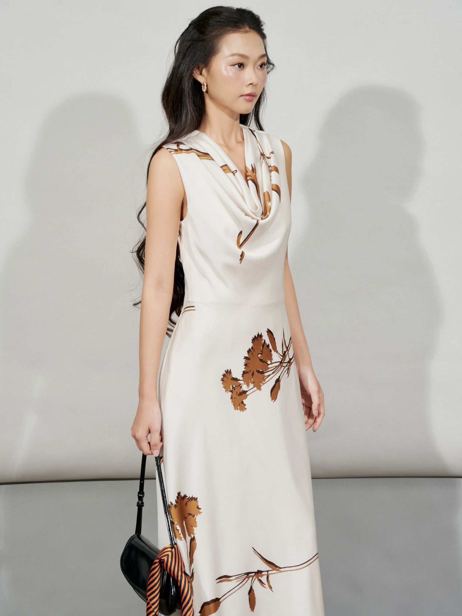  Đầm lụa cổ đổ | Mauve Fall neck dress 