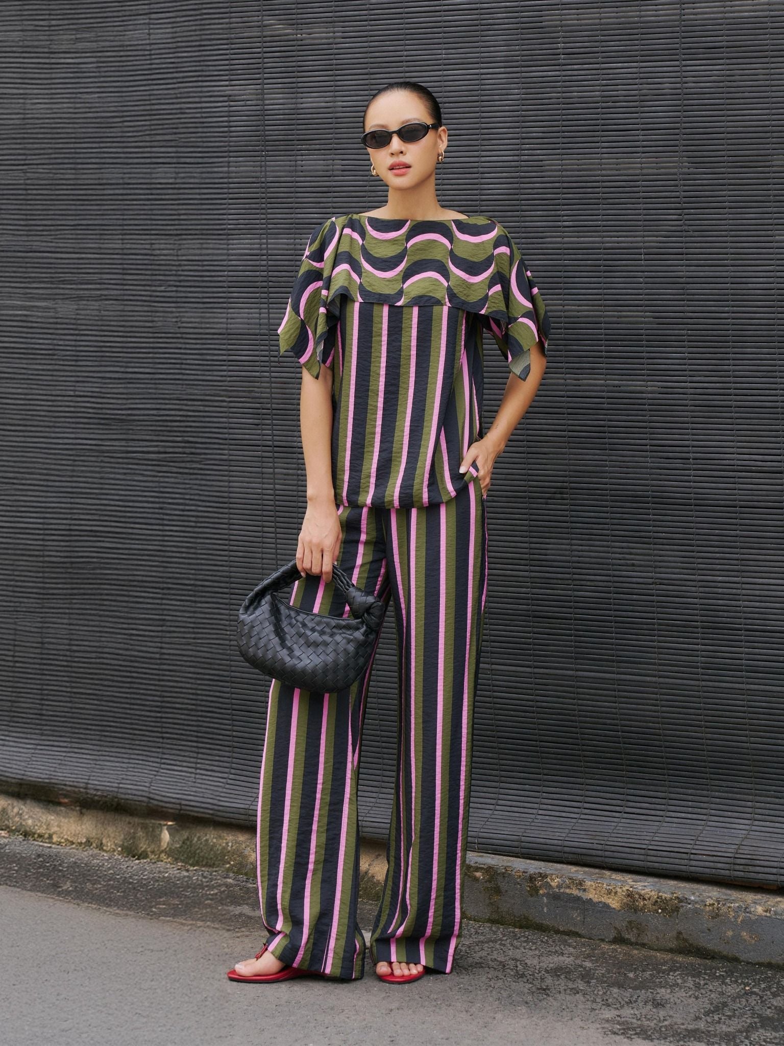  Áo sọc phối bèo | Mauve City top 