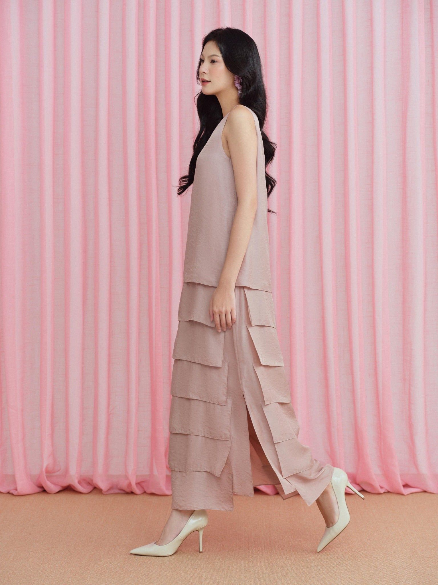  Đầm lụa tùng bậc thang | Mauve Terraced dress 